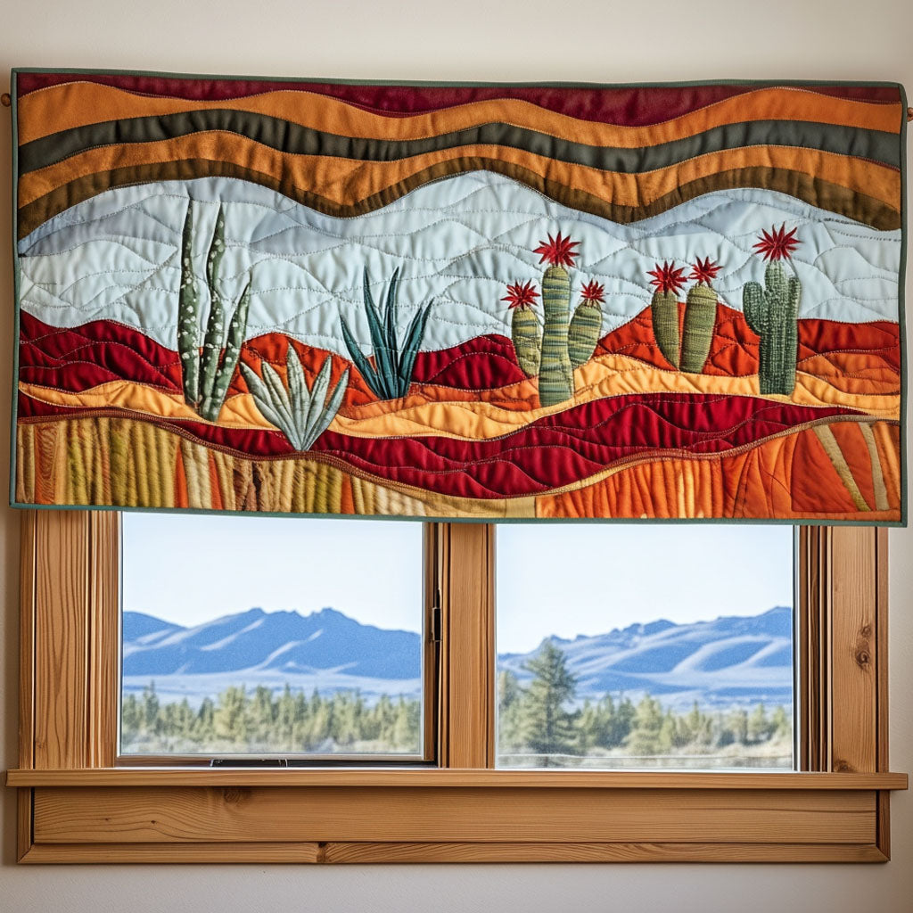 Arid Bloom Quilted Valance Dining Room Table Decorated For Christmas Cactus Housewarming Gift