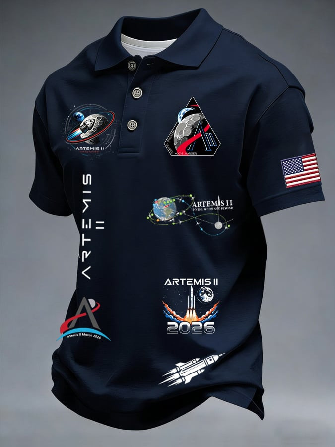 Artemis II Multiple Polo Shirt NASA Space Mission With Rocket And Planet Clothing Gift Ideas - Image 2