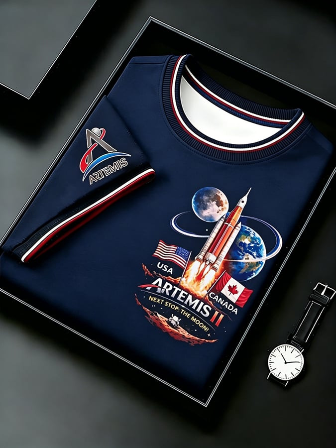 Artemis II NASA T-Shirt Next Stop The Moon USA And Canada Clothing Space Science Fans Gift - Image 2