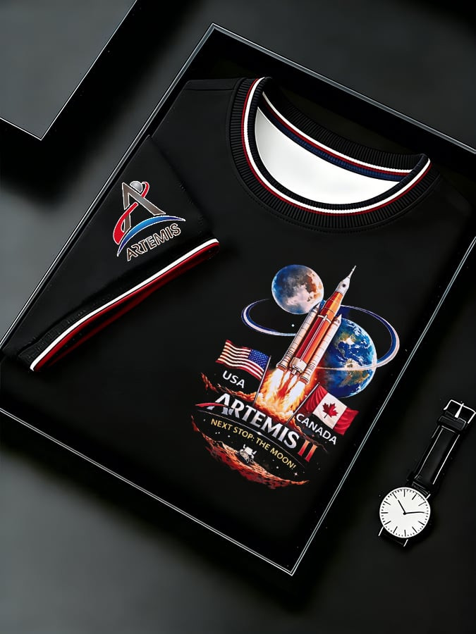 Artemis II NASA T-Shirt Next Stop The Moon USA And Canada Clothing Space Science Fans Gift