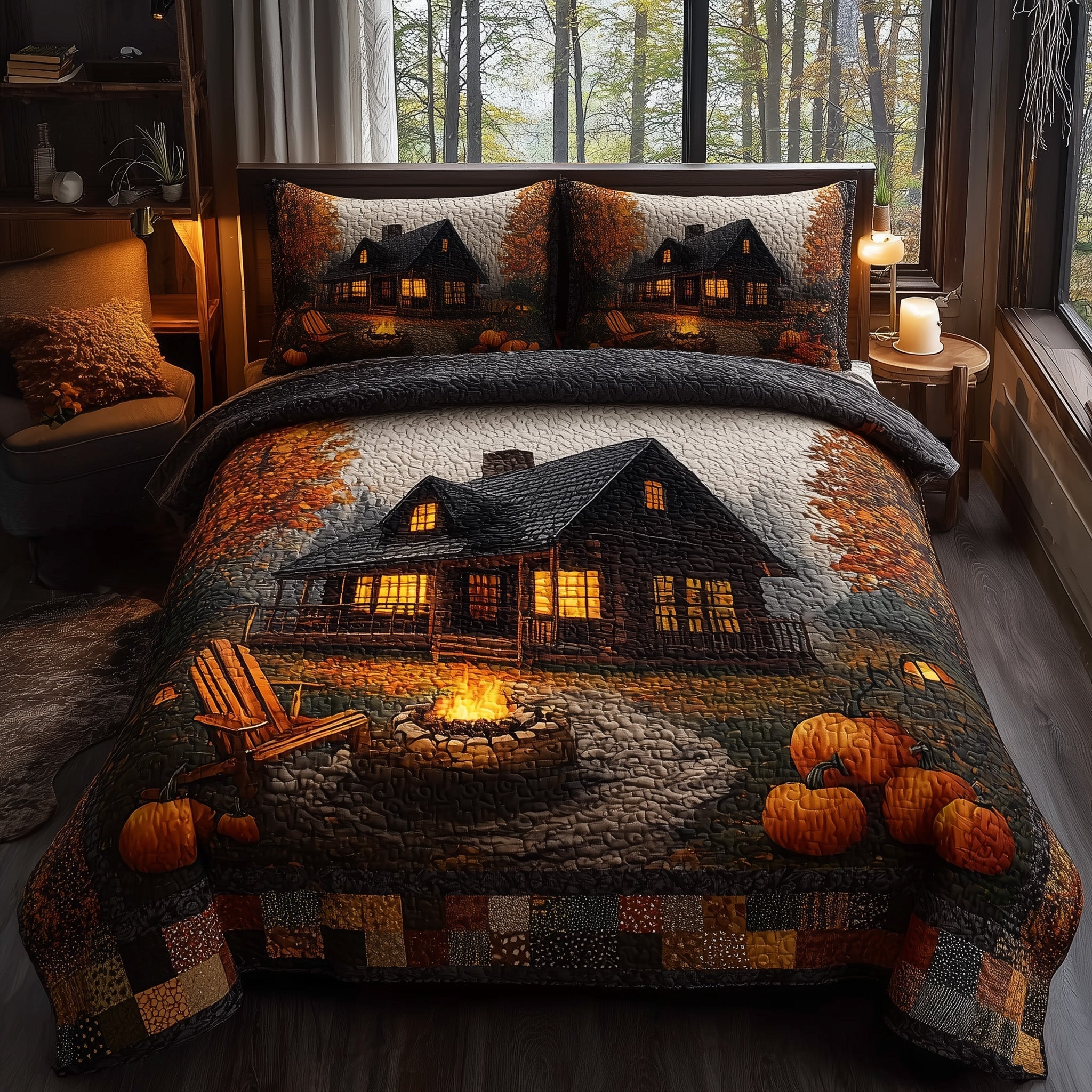 Autumn Cabin Quilted Bedding Set Best Bedding Sets Unique Camping Gifts