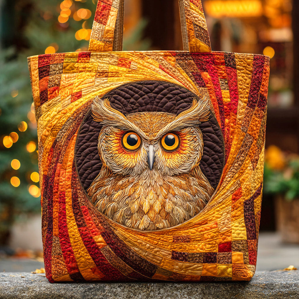 Autumn Owl Quilted Tote Bag Cool Tote Bags For Women Gifts For Owl Lovers