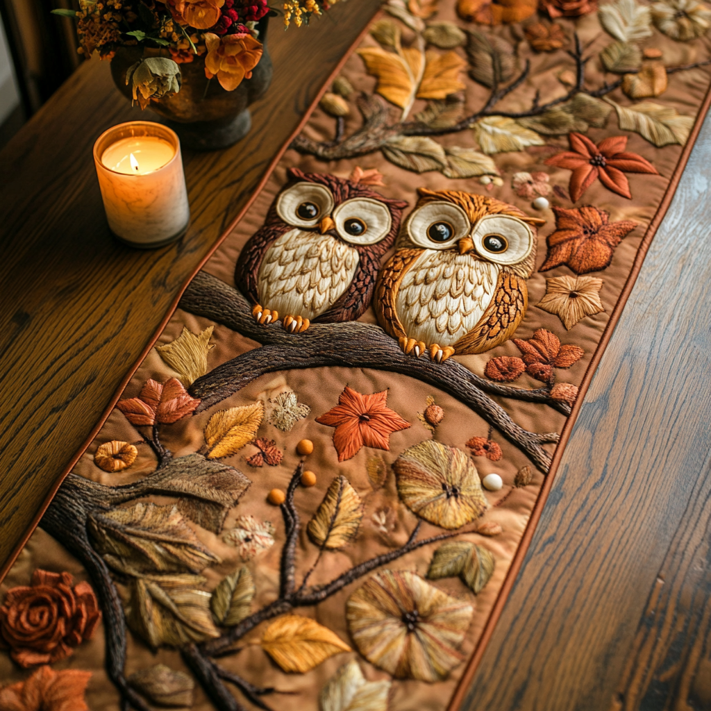 Autumn Owls Quilted Table Runner Dining Room Table Decor Ideas Owl Gifts For Women