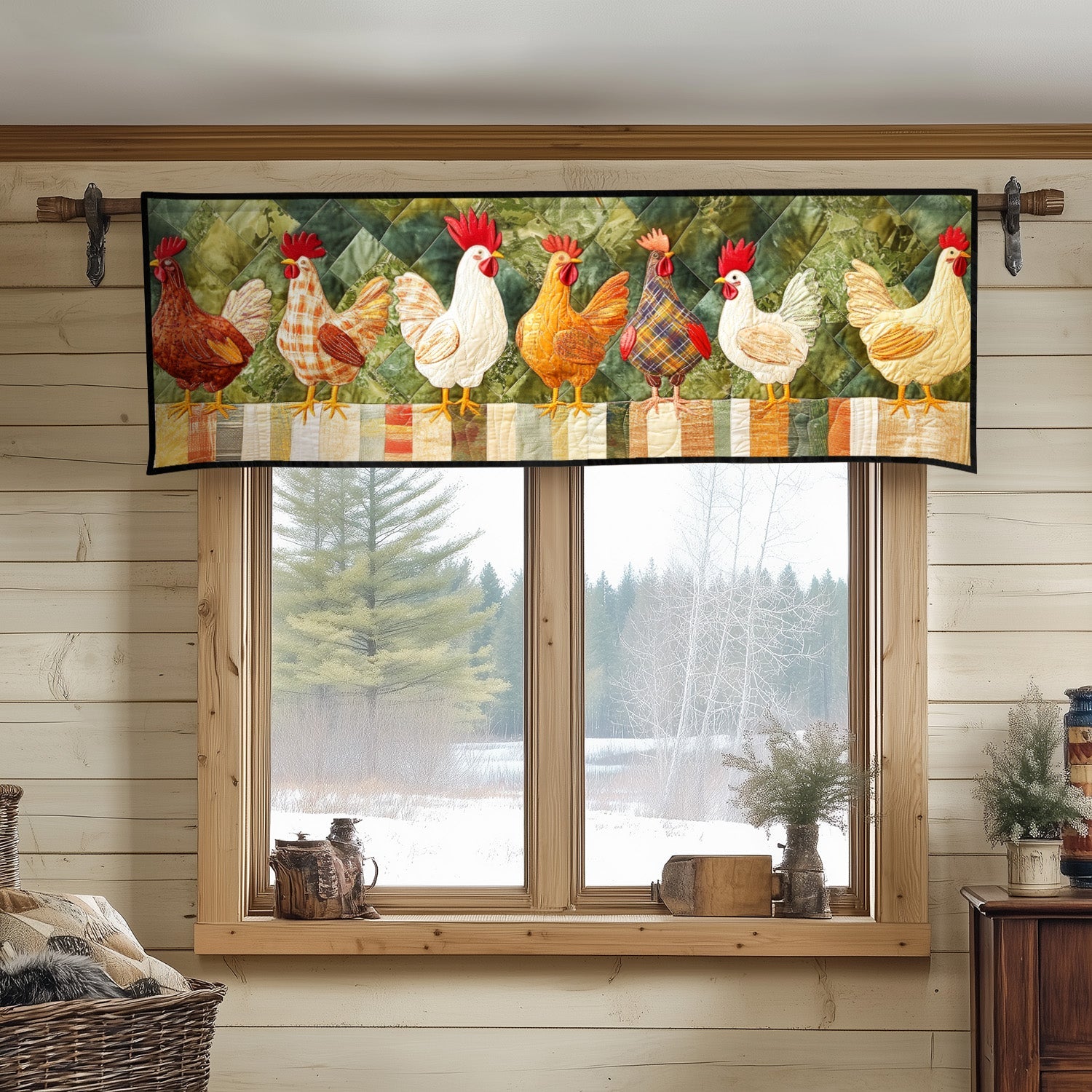 Autumn Plaid Chickens Quilted Valance Front Door Entryway Ideas Best Present For A Farmer