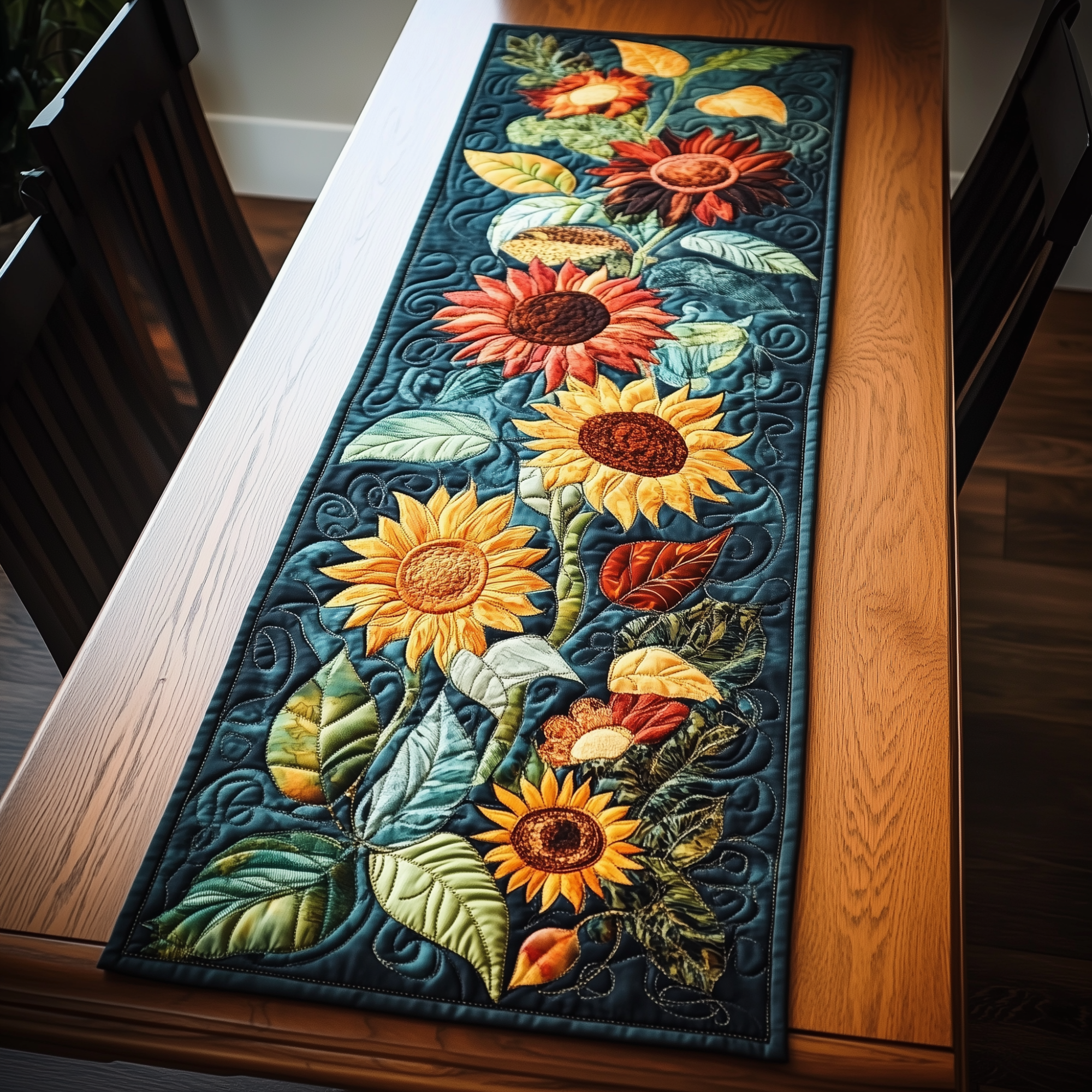 Autumn Sunflowers Quilted Table Runner Best Table Runner Mothers Birthday Gifts