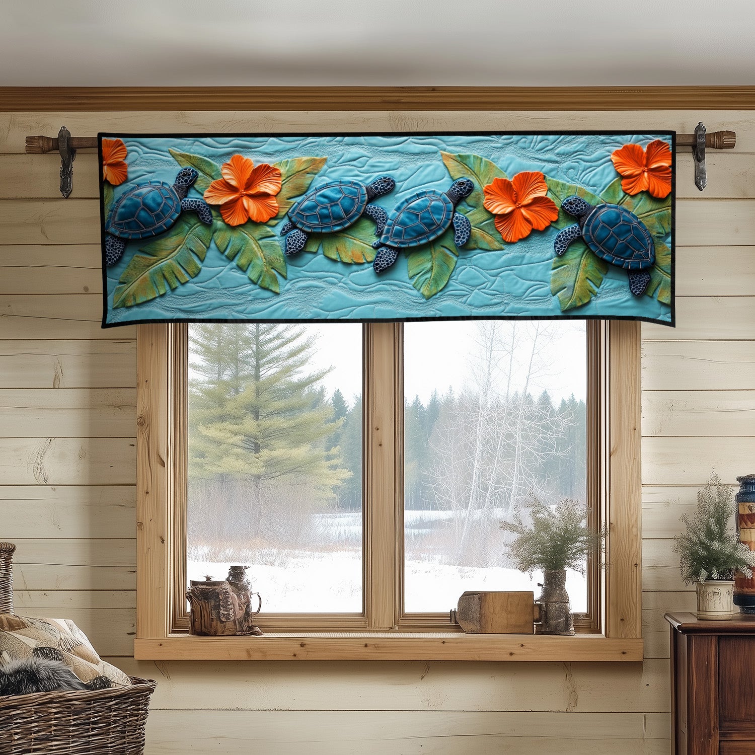 Azure Drift Quilted Valance Entryway Decor Turtle Gifts For Adults