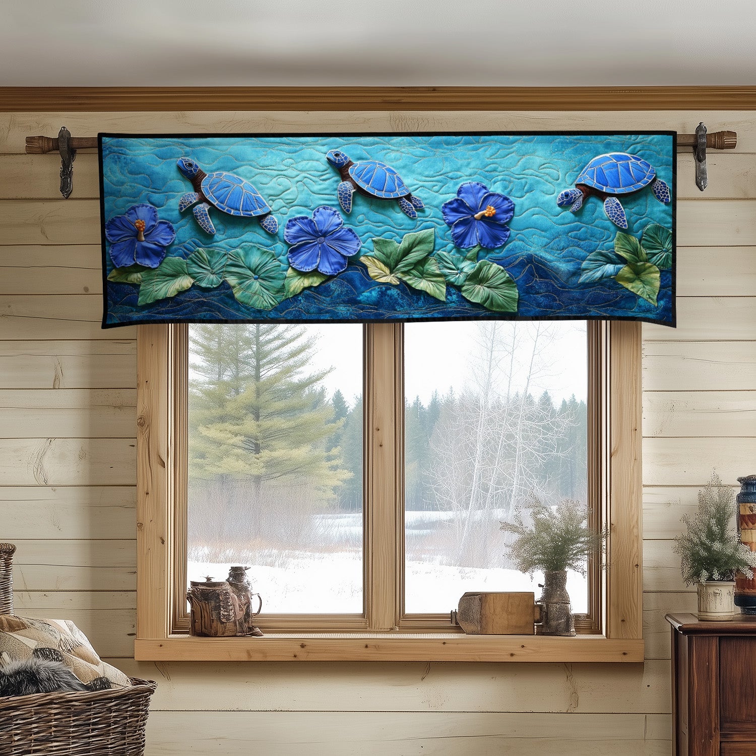 Azure Flow Quilted Valance Home Entrance Decor Ideas Turtle Gifts For Christmas Holiday