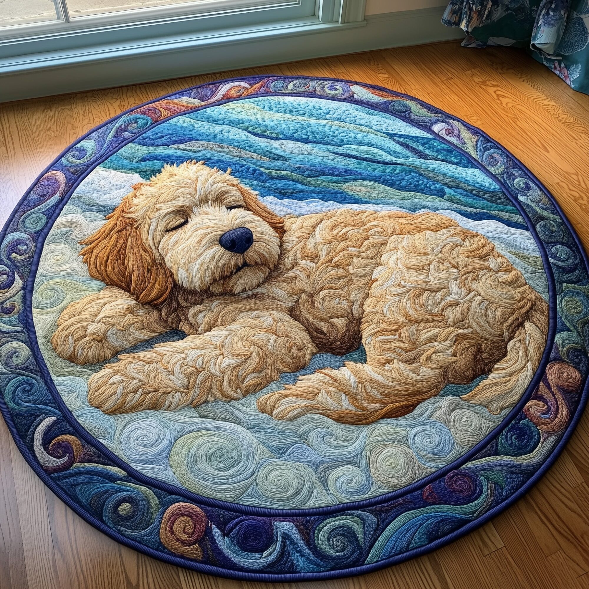 Beach Dreamy Doodle Quilted Round Mat Vibrant Quilted Round Mat to Brighten Your Room