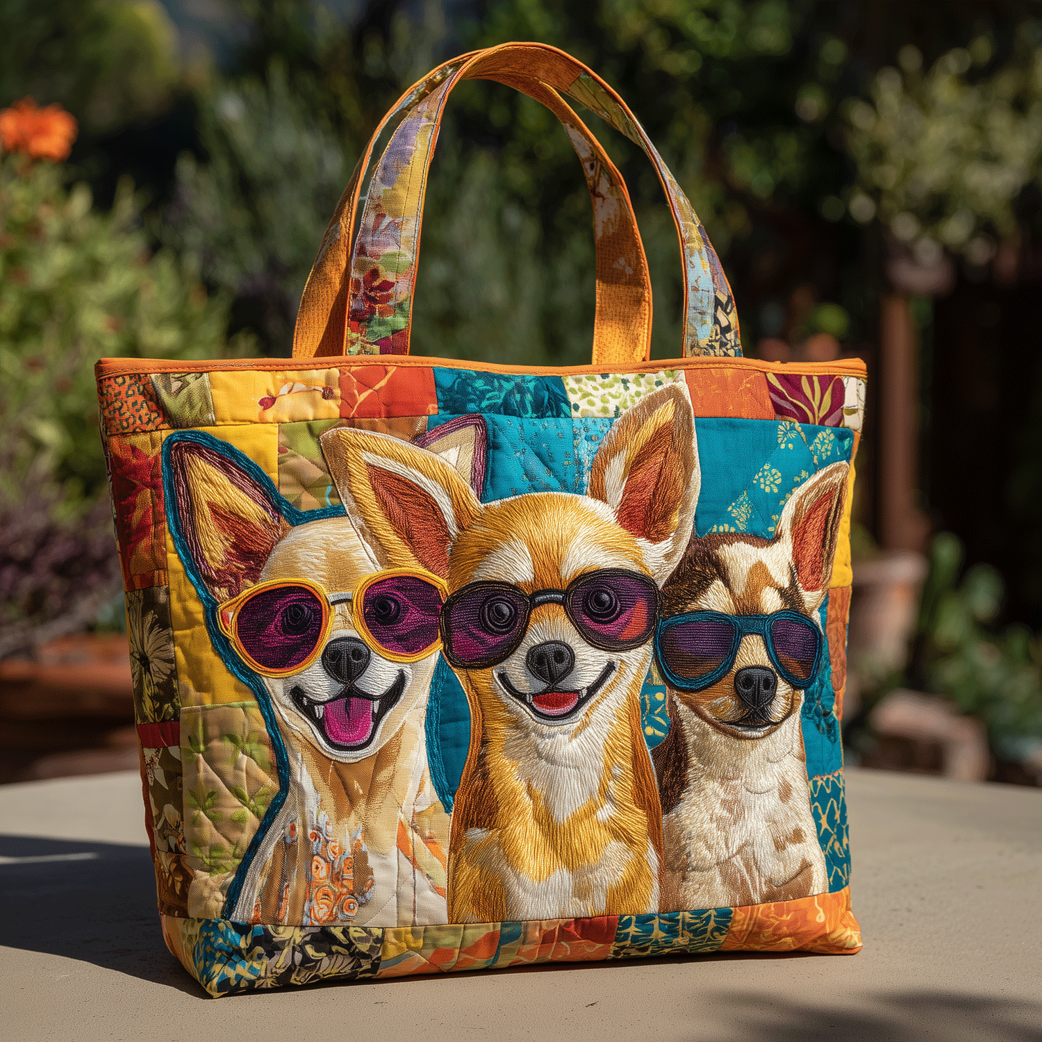 Beachy Chihuahua Vibes Quilted Tote Bag Best Tote Bags For Women Chihuahua Christmas Presents