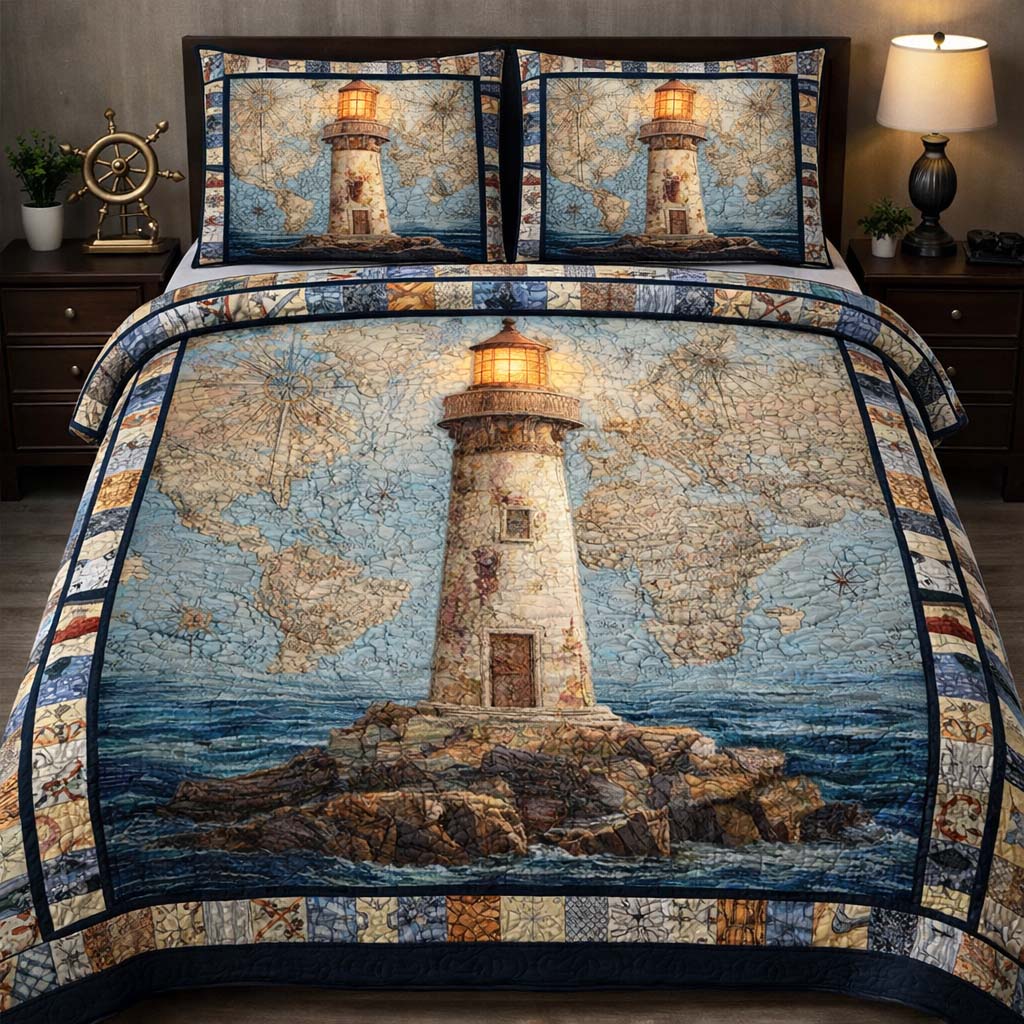 Beacon Of Seas Quilted Bedding Set Comforter Sets Queen Beach Christmas Gifts