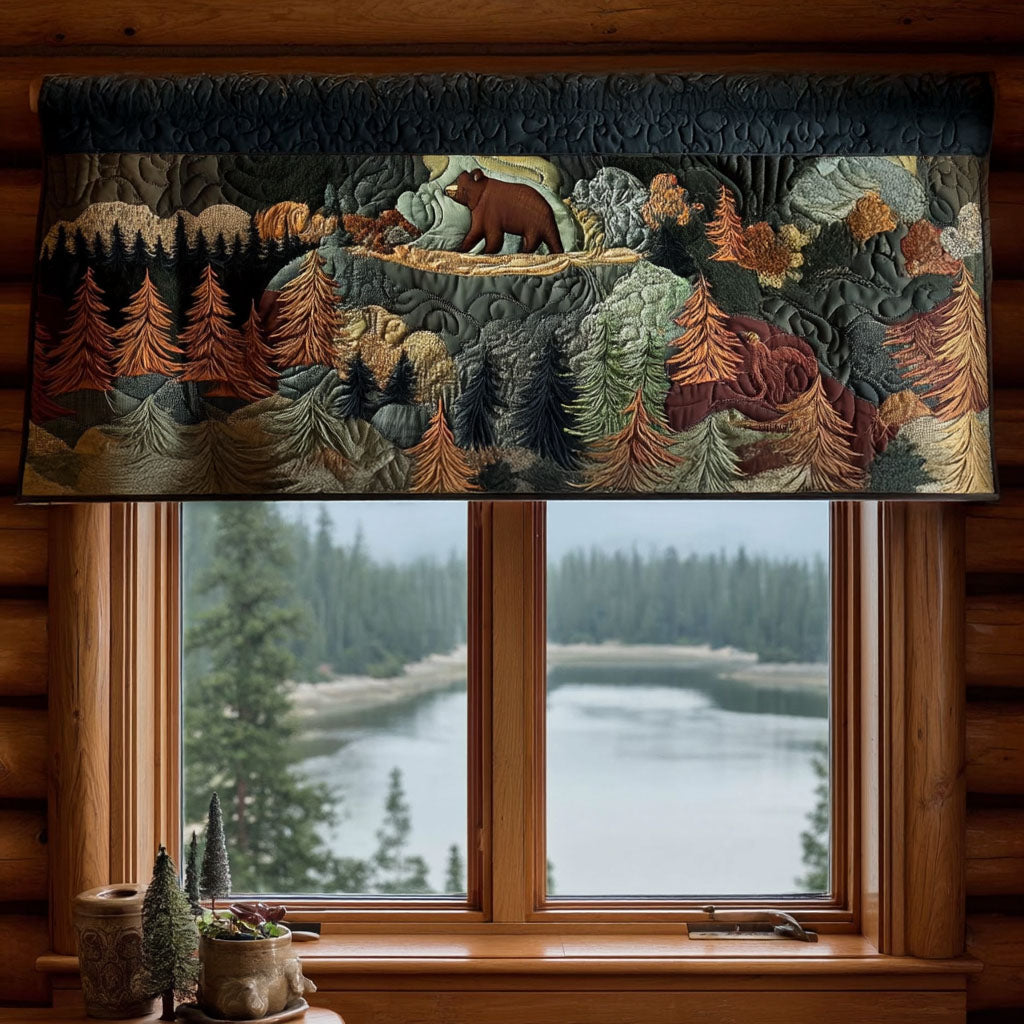 Bear Country Dreams Quilted Valance Dining Table Decor Gifts For Forestry Majors