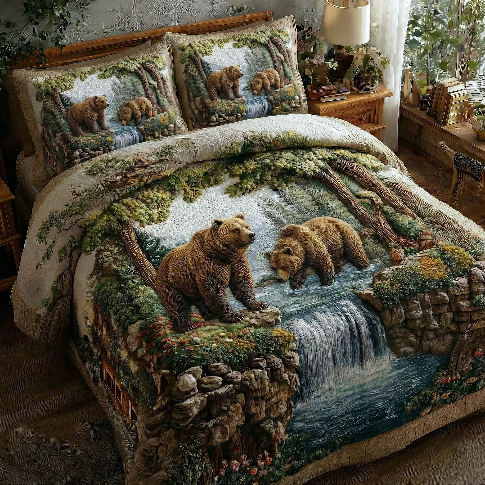 Bear Couple Quilted Bedding Set Good Sheet Sets Gifts For Bear Lovers