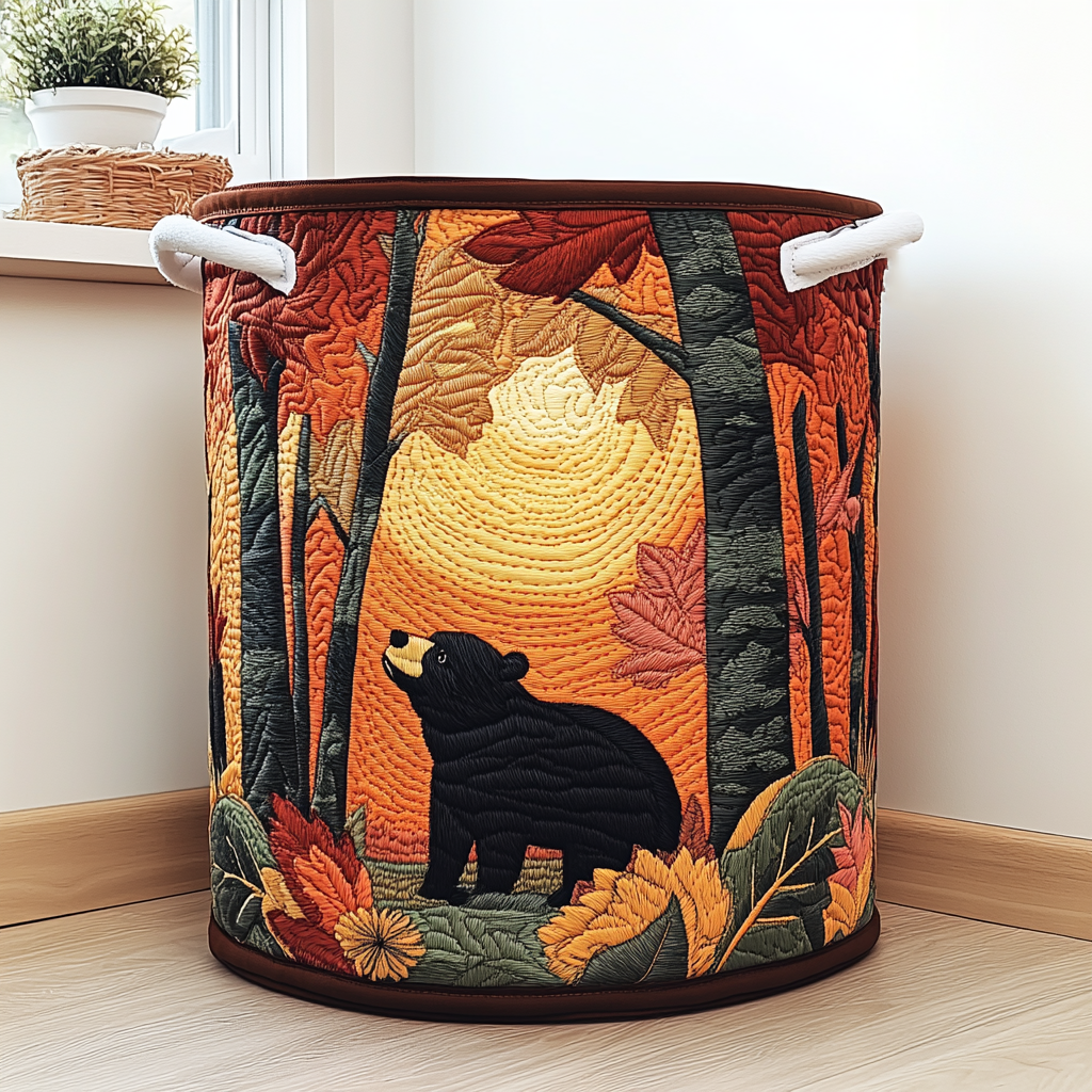 Bear Haven Quilted Laundry Basket Modern Laundry Hamper Bear Themed Gifts