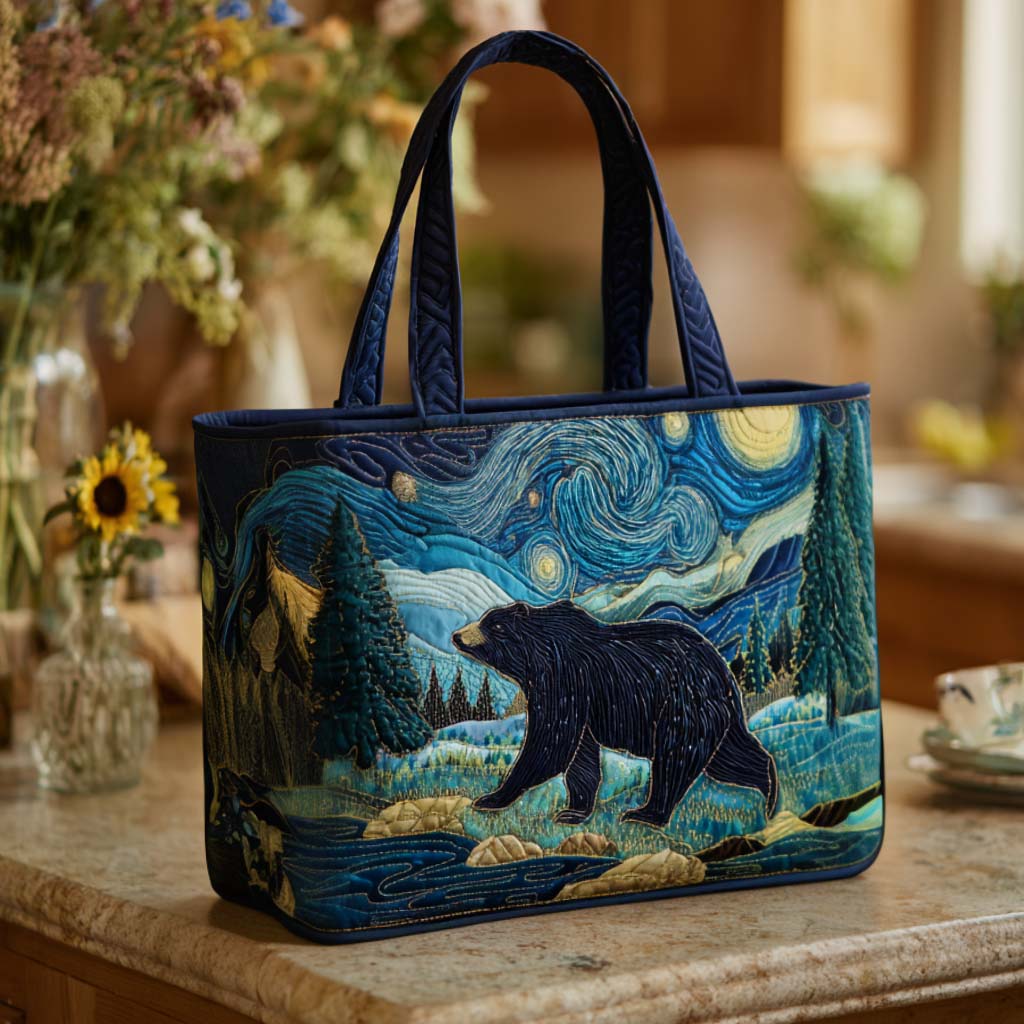 Bear in Woods Quilted Tote Bag Nice Tote Bags Moms Day Gift Ideas