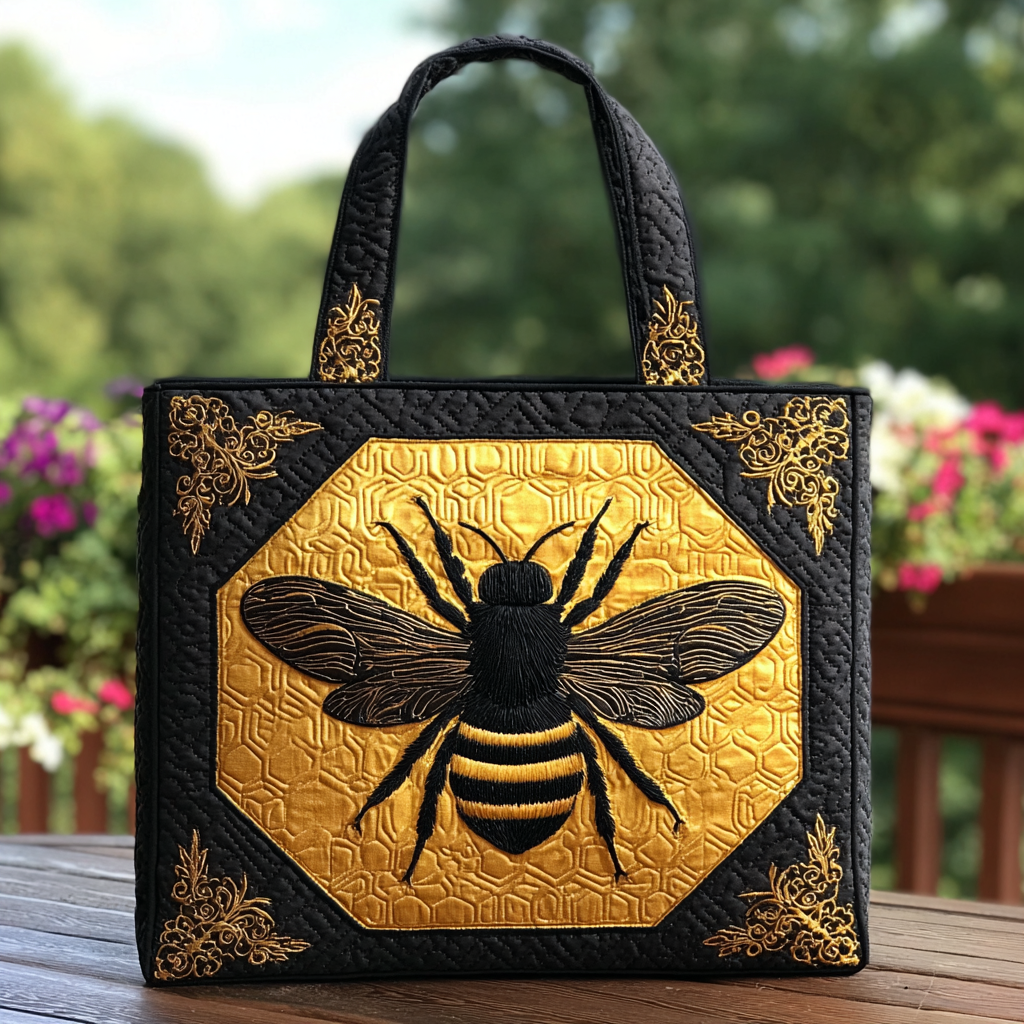 Bee Garden Quilted Tote Bag Popular Designer Tote Bags Bee Christmas Gifts