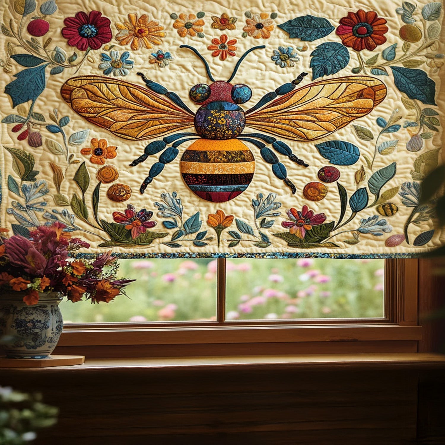 Beehive Bliss Quilted Valance Dining Room Table Decorated For Christmas Sunflower Gifts For Grandma