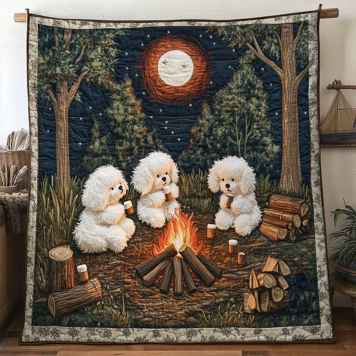 Bichon Frise Getaway Quilt Elegant Quilt Blanket Gift for Housewarming