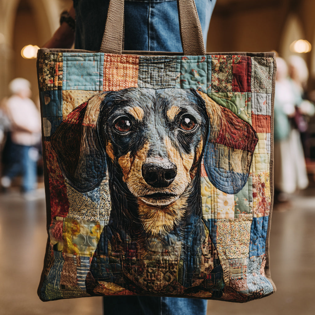 Big Eyed Dachshund Quilted Tote Bag Best Ladies Tote Bags Sausage Dog Xmas Gifts