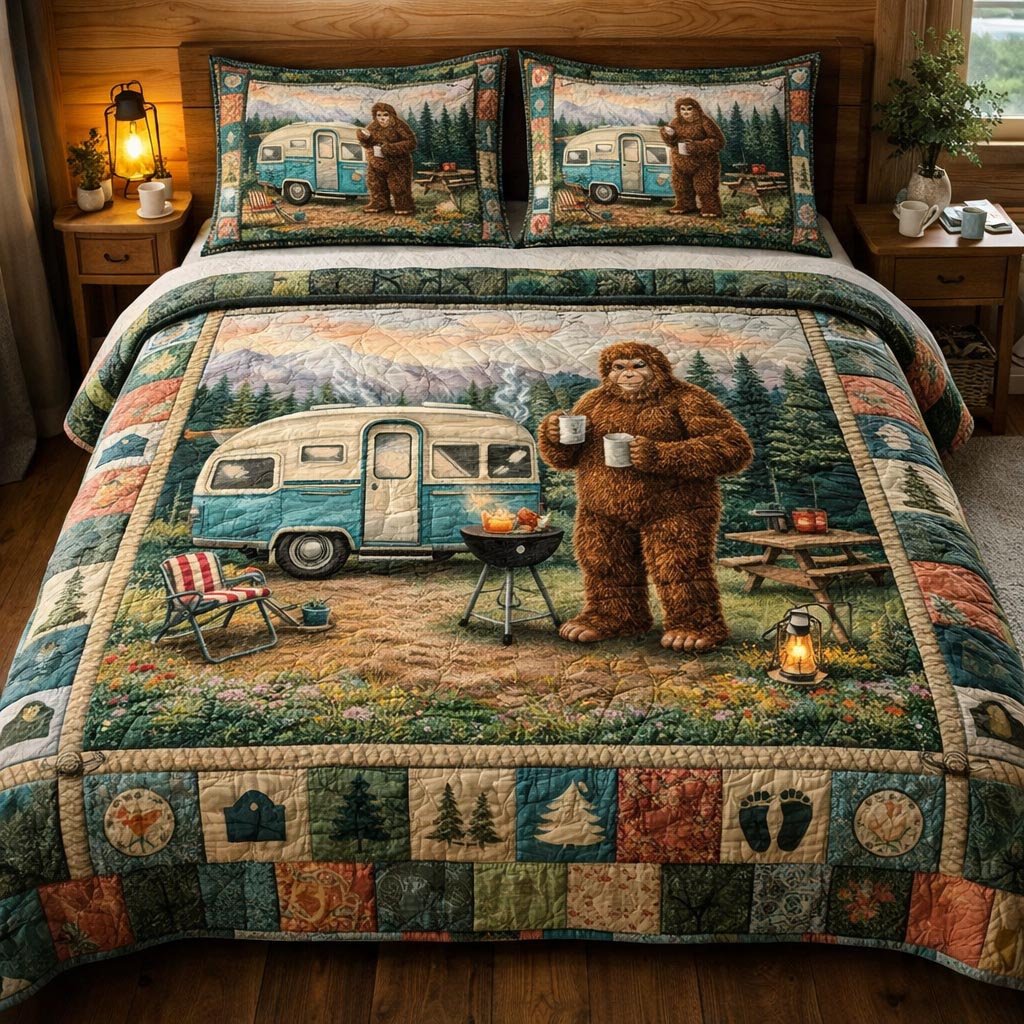 Bigfoot Trails Quilted Bedding Set Good Bed Sheet Sets Big Foot Gift Ideas