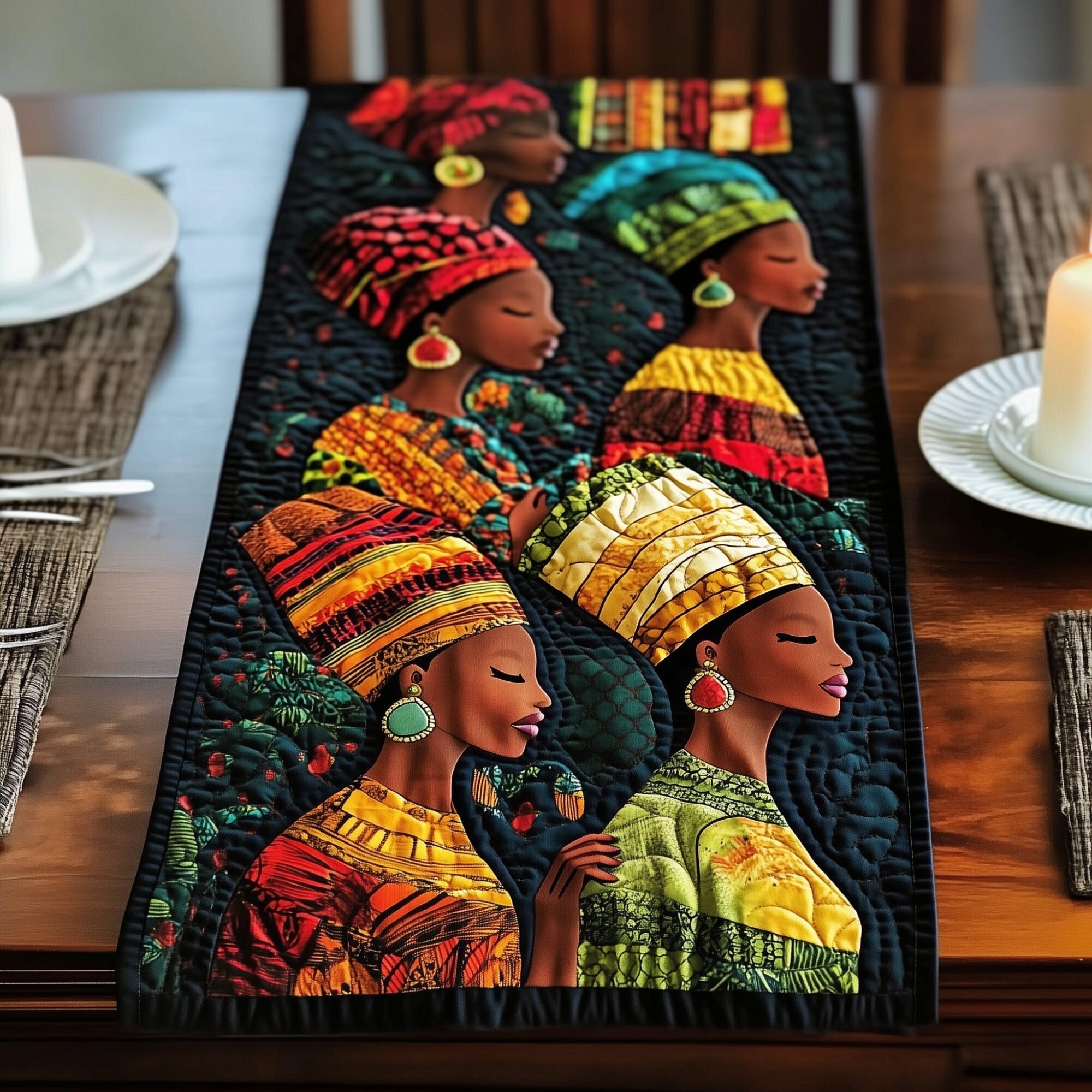 Black Radiance Quilted Table Runner Dining Room Table Decor African American Heritage Month Gifts