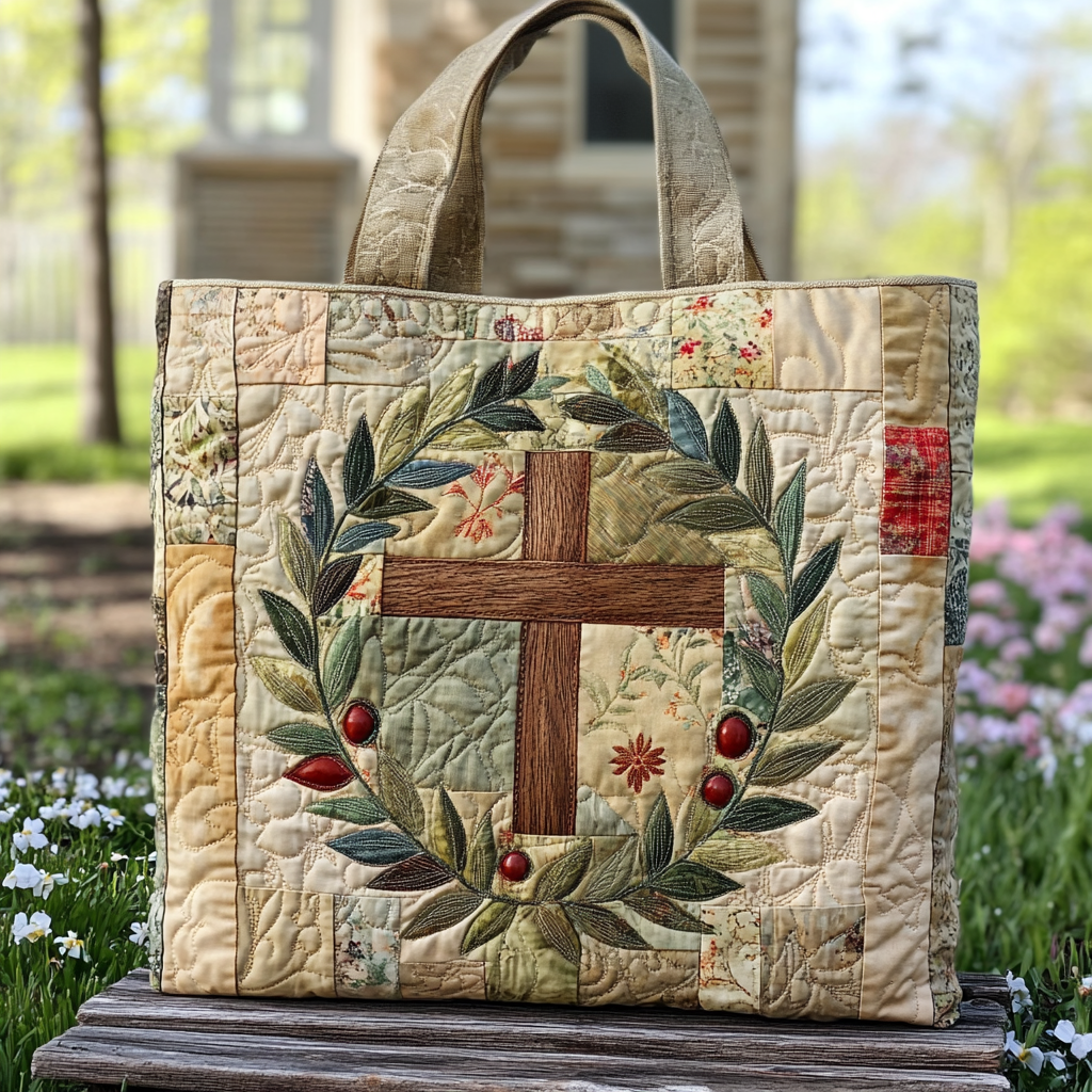 Blessed Geometry Quilted Tote Bag Handbag For Women Religious Christmas Presents