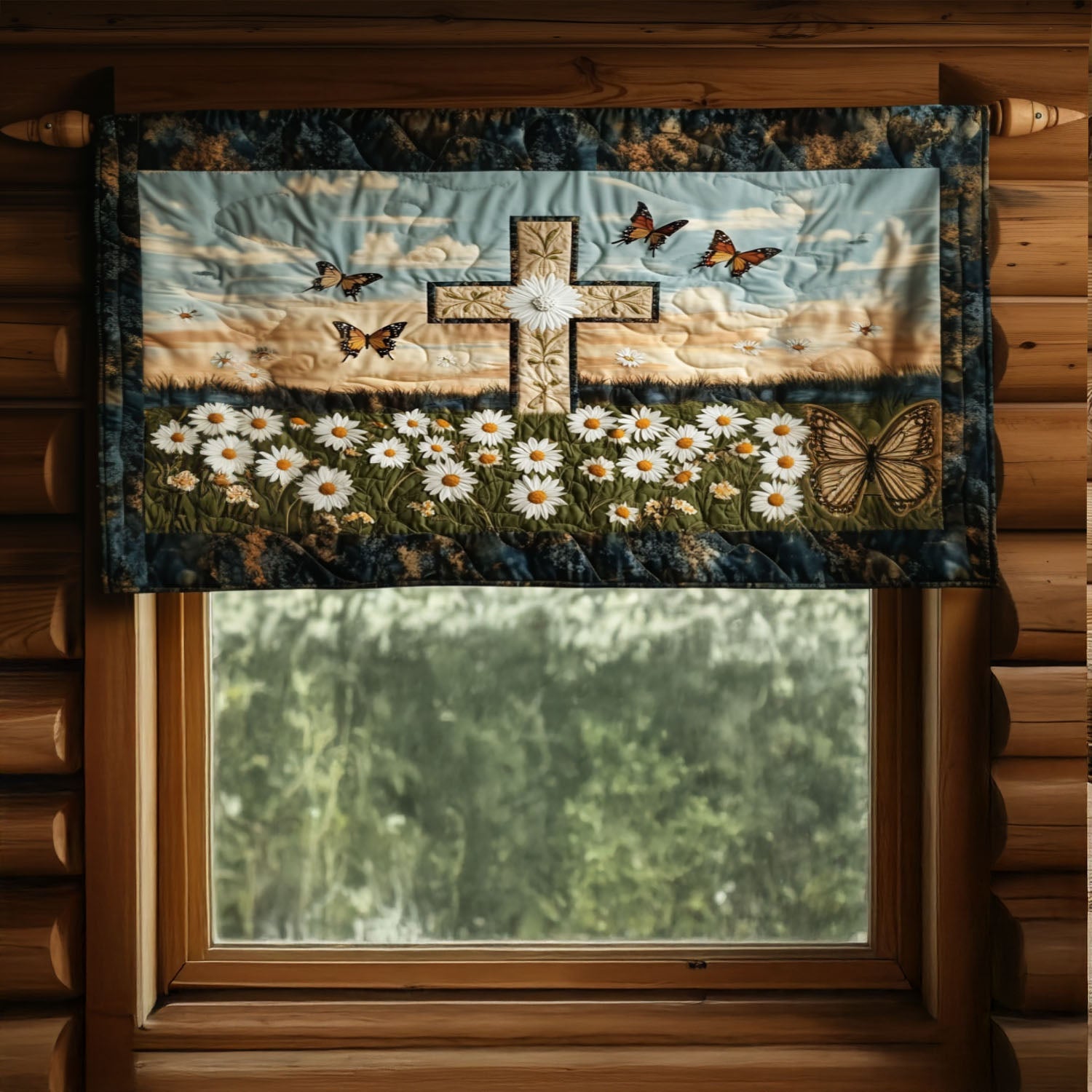 Blessings in Bloom Quilted Valance Christmas Home Dec Unusual Lavender Gifts