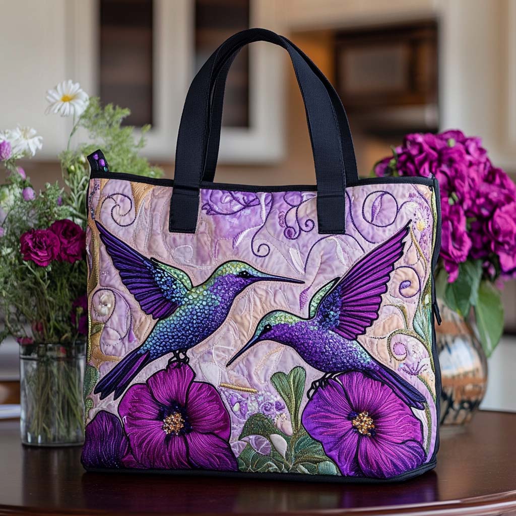 Blissful Hummingbird Dance Quilted Tote Bag Great Tote Bags Hummingbird Gifts For Dad