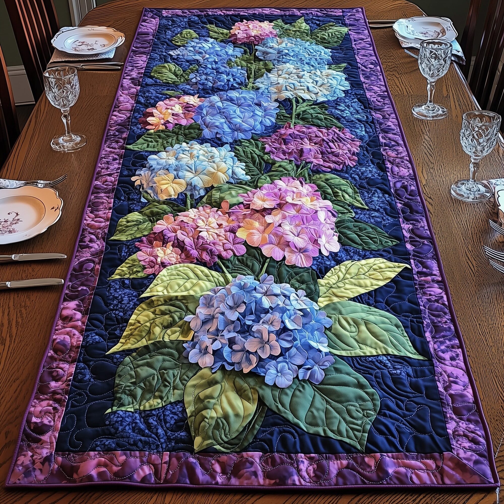 Blooming Hydrangea Paradise Quilted Table Runner Dinner Table Decor Target Mothers Day Gifts