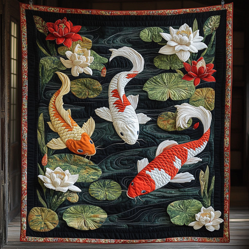 Blooming Koi Quilt Thoughtful Quilt Blanket Gift for Loved Ones