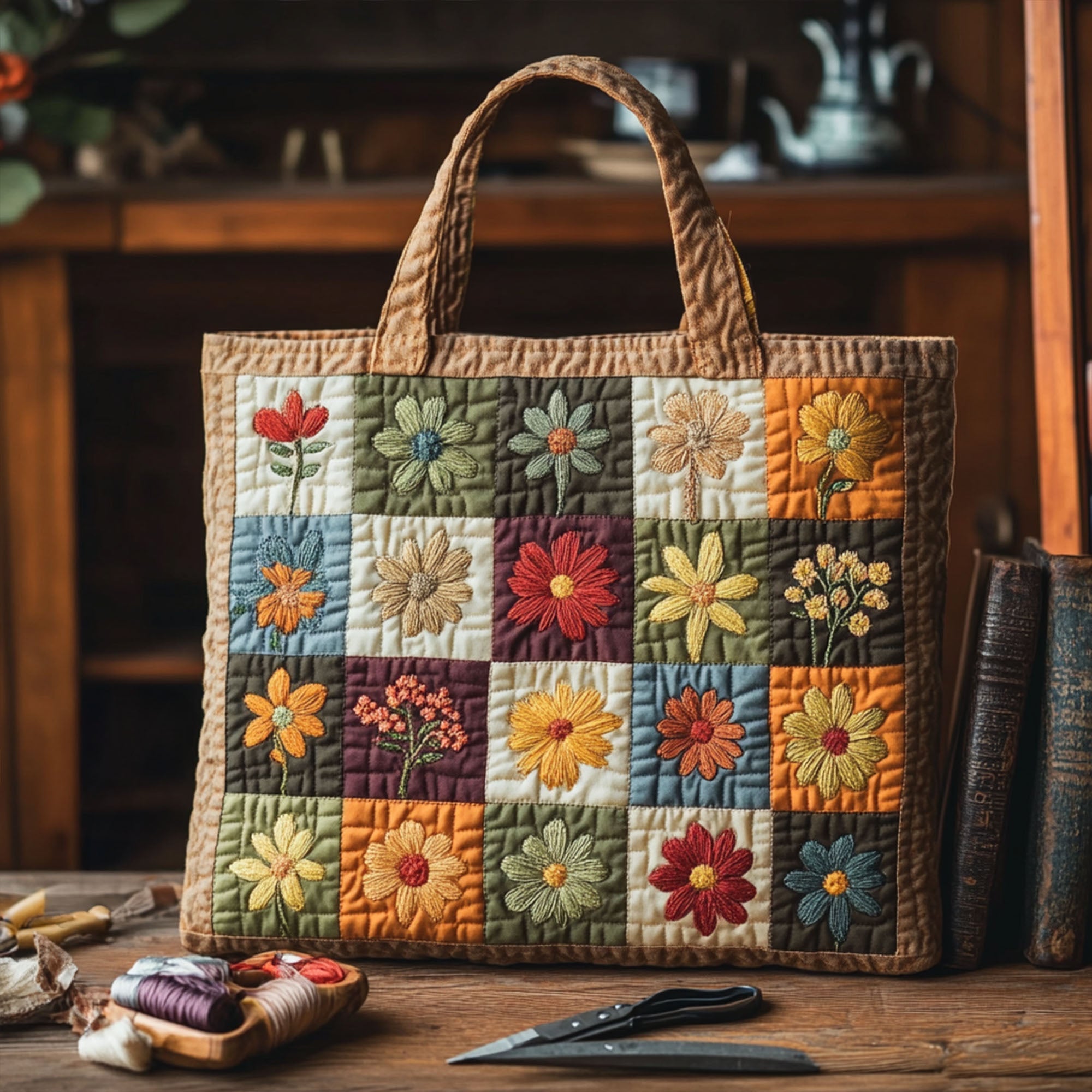 Blooming Threads Quilted Tote Bag Best Work Totes For Women Best Mothers Day Presents