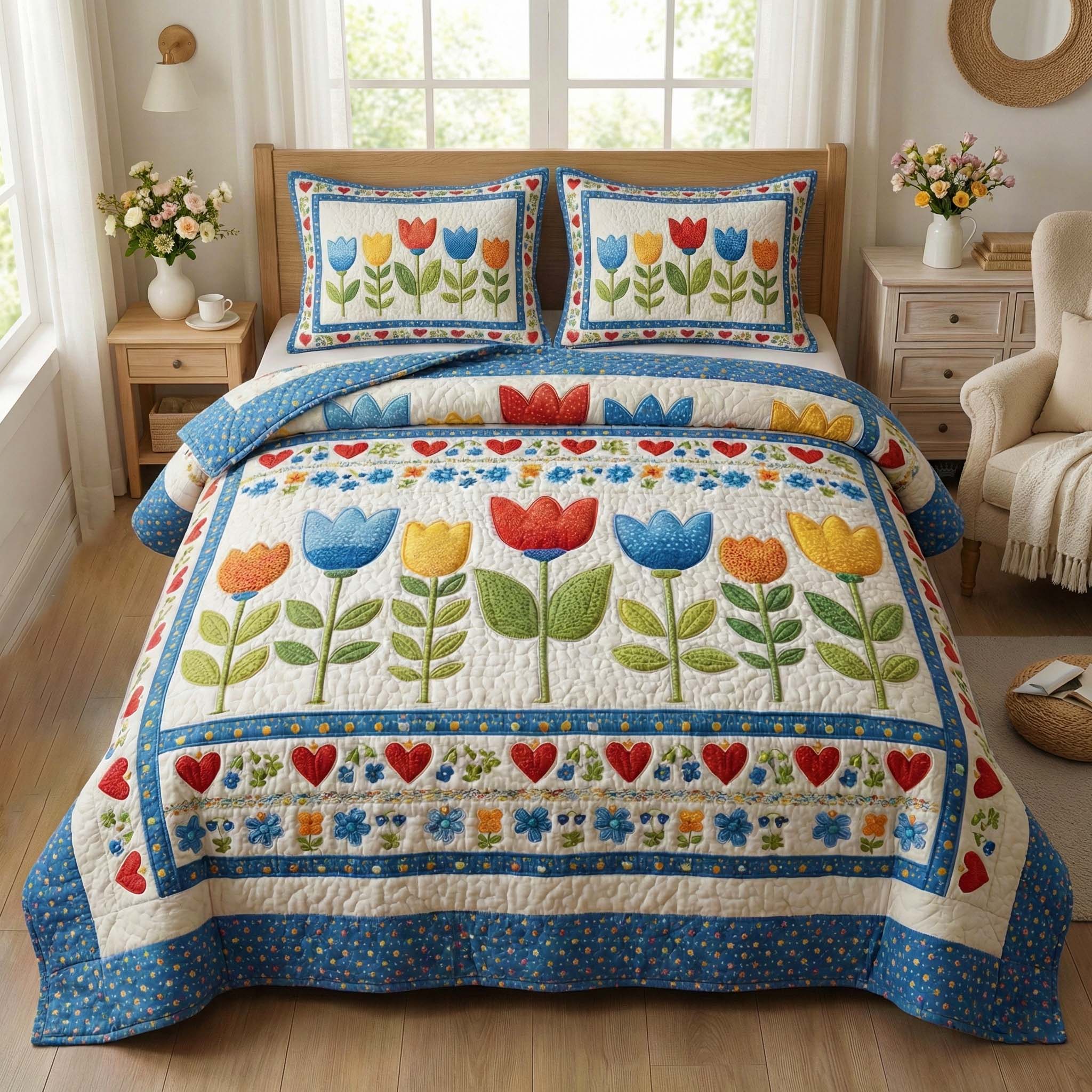 Blossom Grace Quilted Bedding Set Comforter Sets Queen Mothers Day Gift Ideas Last Minute