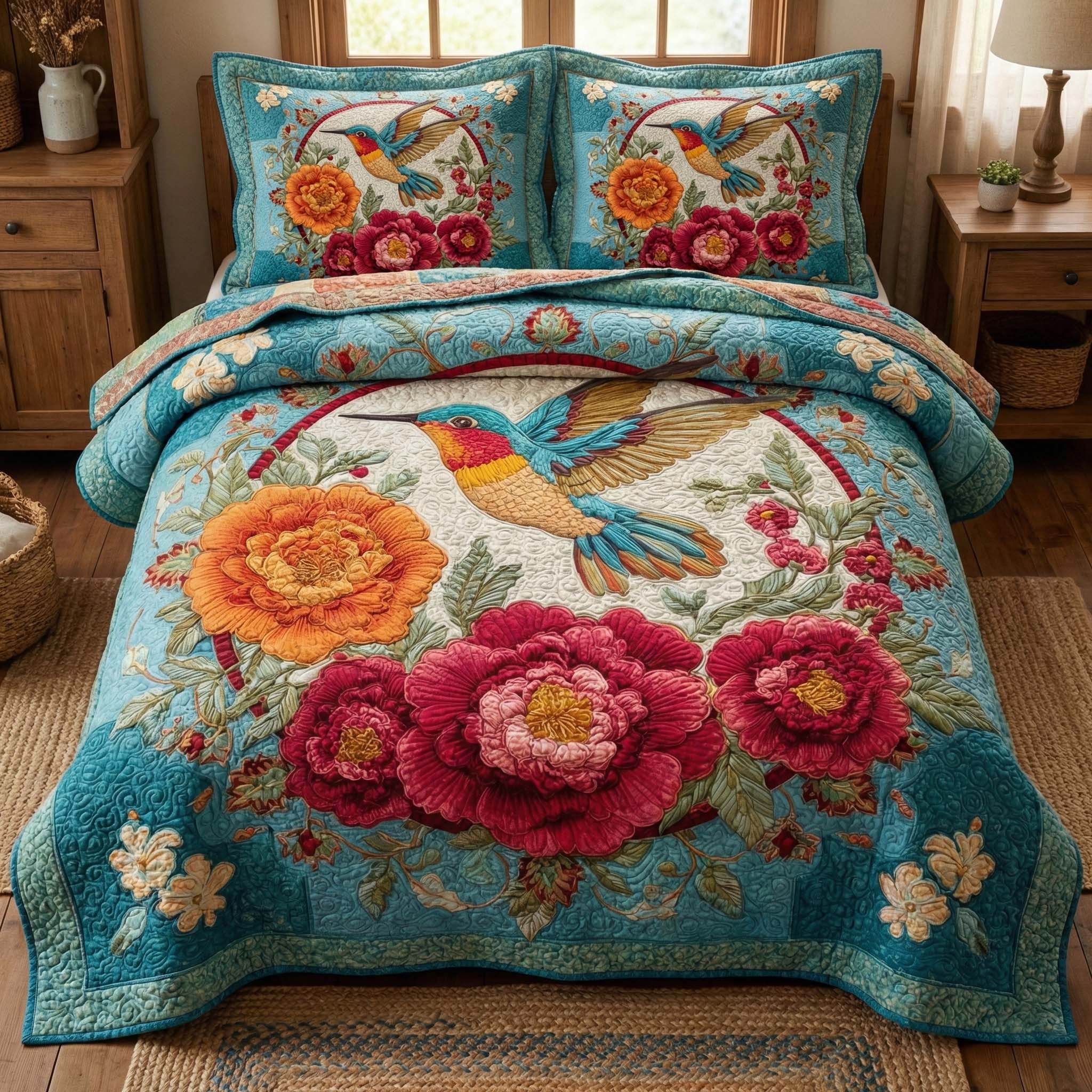 Blossom Grace Quilted Bedding Set King Comforter Sets Mother's Day Gifts For Daughter In Law