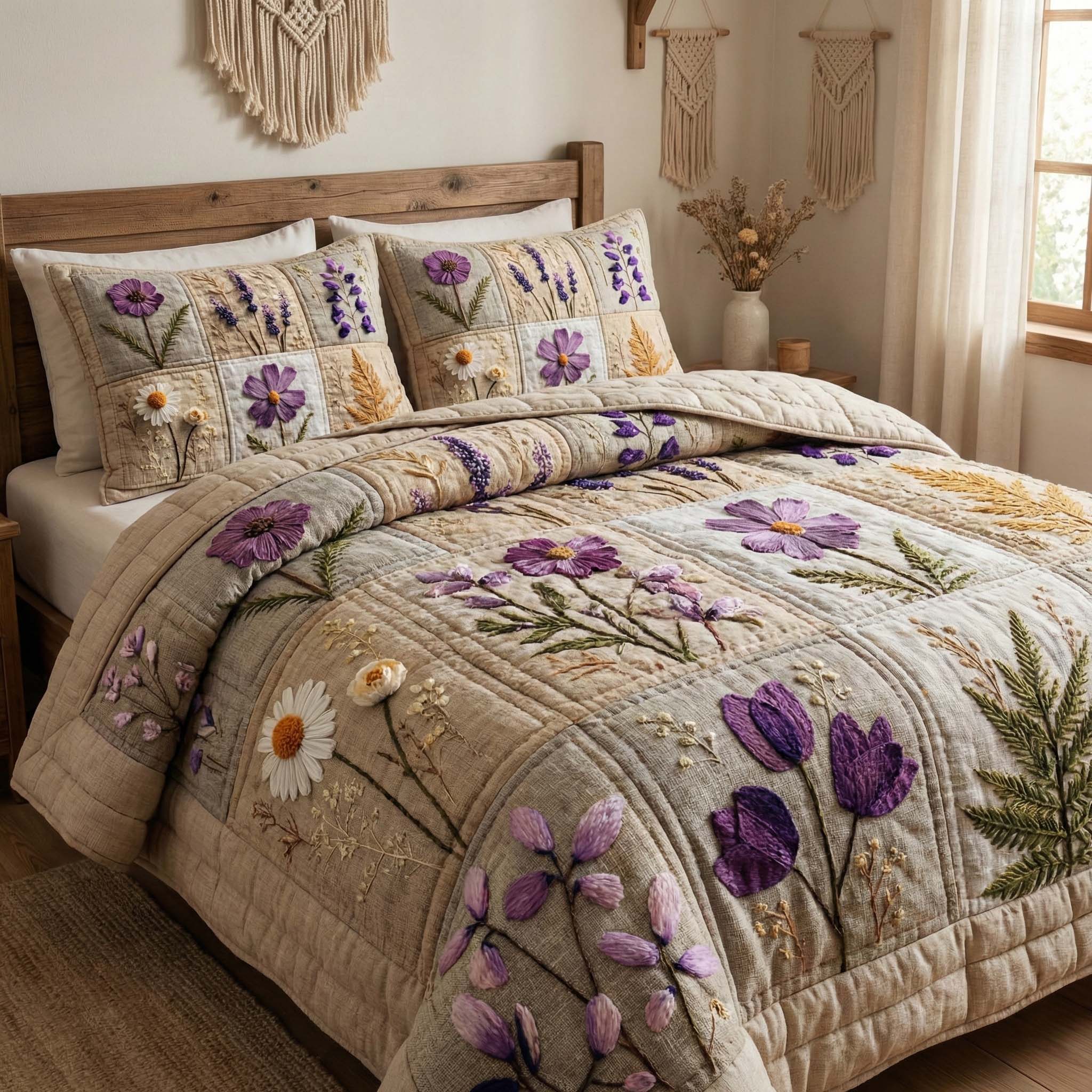 Blossom Grace Quilted Bedding Set Quilt Comforter Sets Mother's Day Gifts For Mom