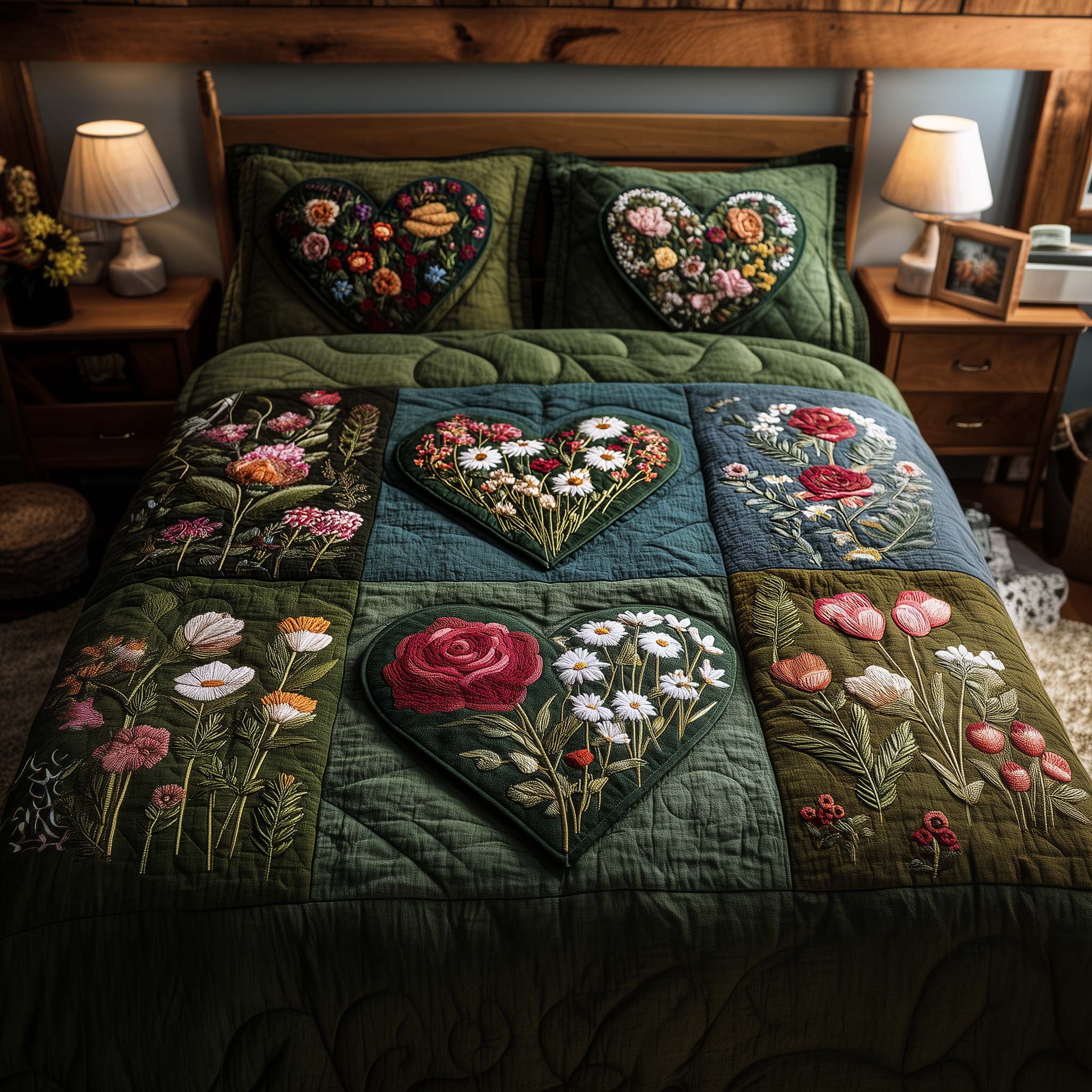 Blossom Heart Patchwork Quilted Bedding Set Best Bedding Comforter Sets Great Mother's Day Gifts