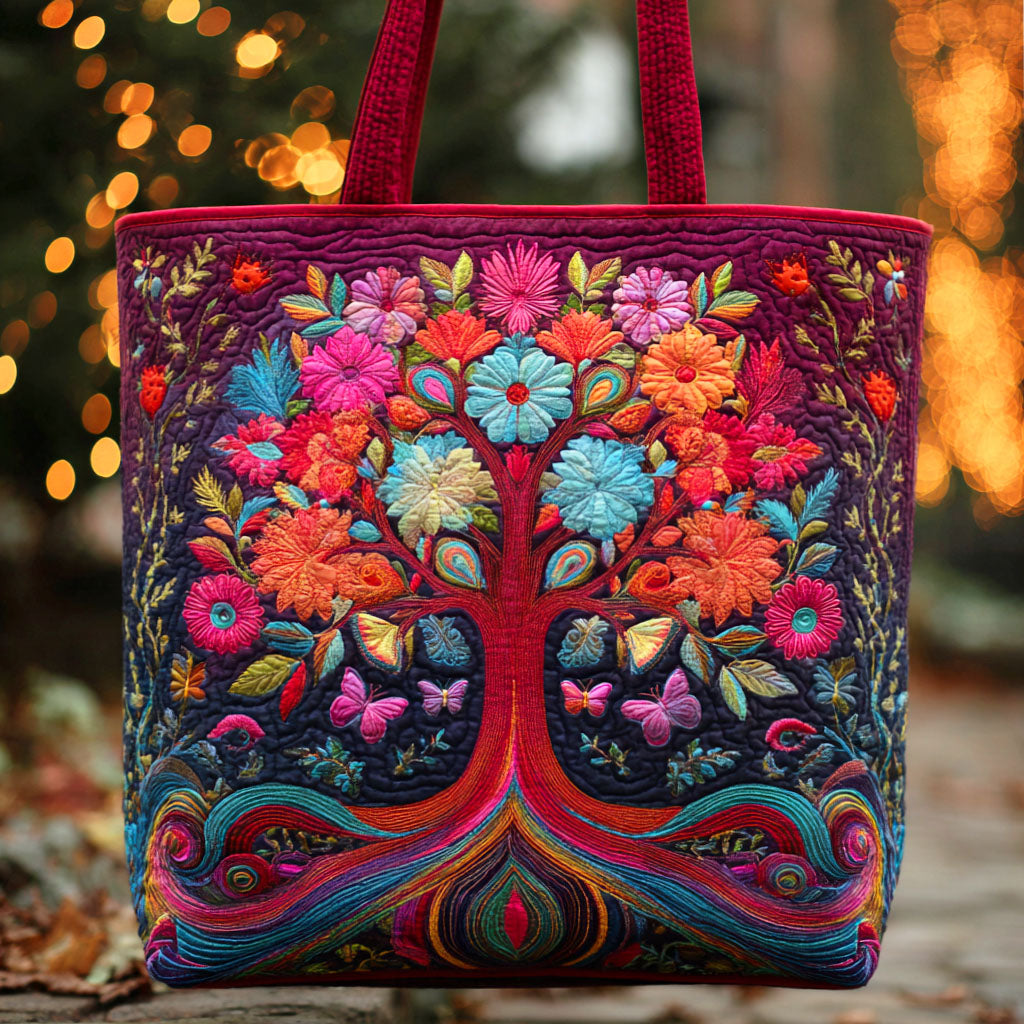 Blossoming Soul Tree Quilted Tote Bag Shoulder Bags For Women Tree Of Life Gifts Mother'S Day