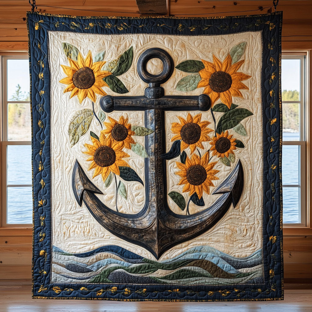 Blue Anchor Quilt Home Essential Gift Cozy Quilt Blanket