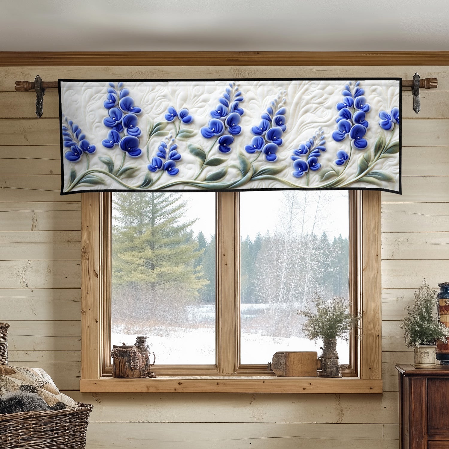 Bluebonnet Whisper Quilted Valance Christmas Entry Way Decor Gifts For Sunflower Lovers