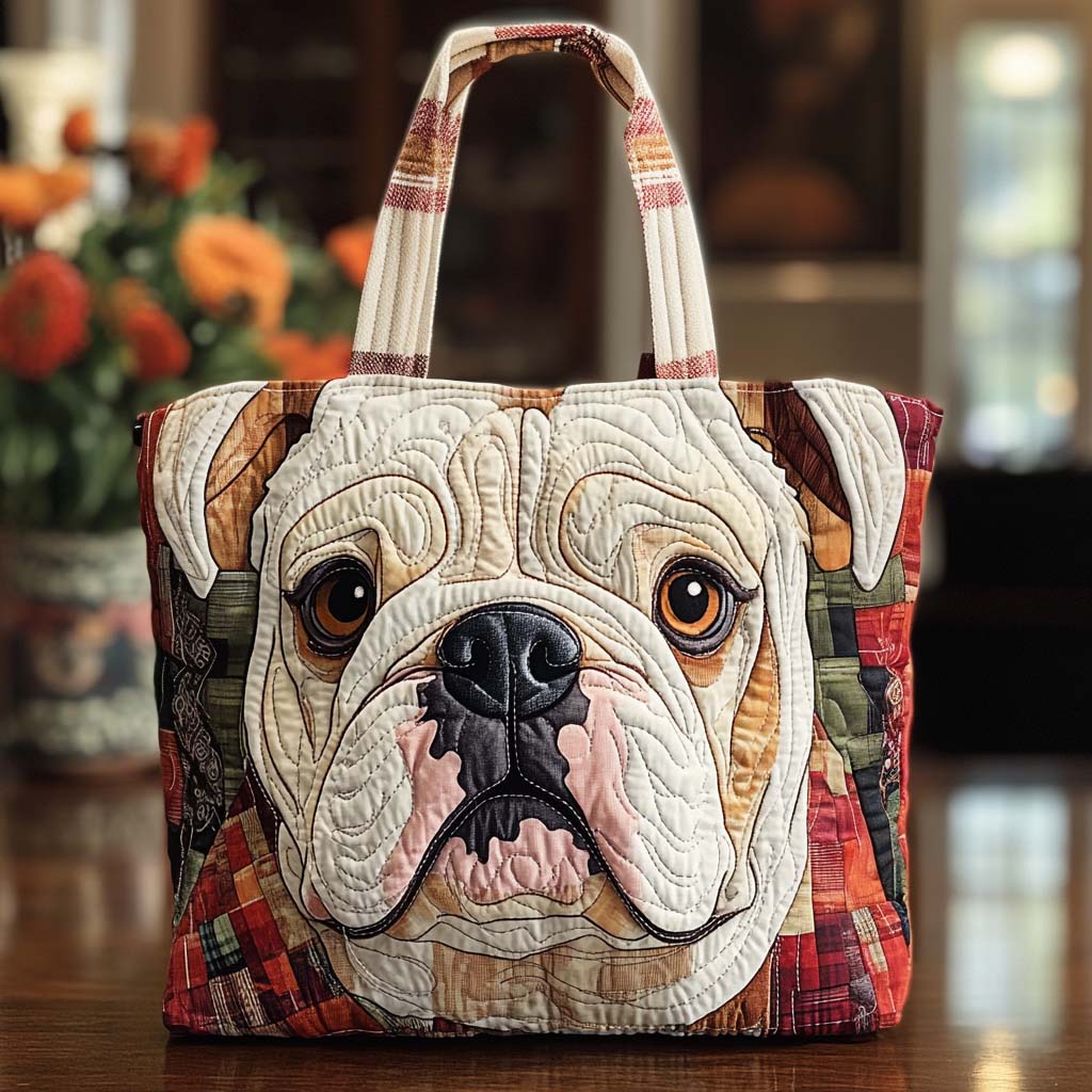 Bold Bulldog Charm Quilted Tote Bag Best Bags For Women Bulldog Themed Gifts