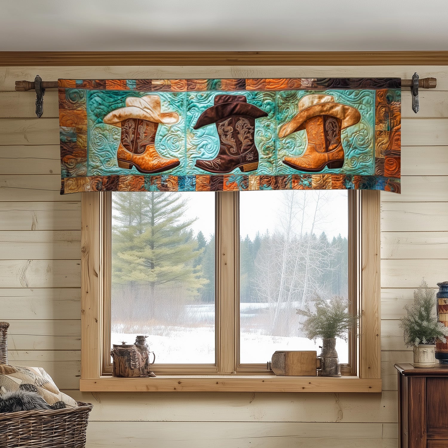 Boots in Style Quilted Valance Entryway Decor Cowboy Western Gifts