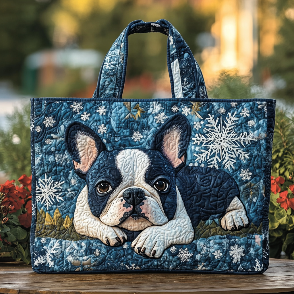 Boston Terrier Bliss Quilted Tote Bag Shoulder Bags For Women Gifts For Dog Owners