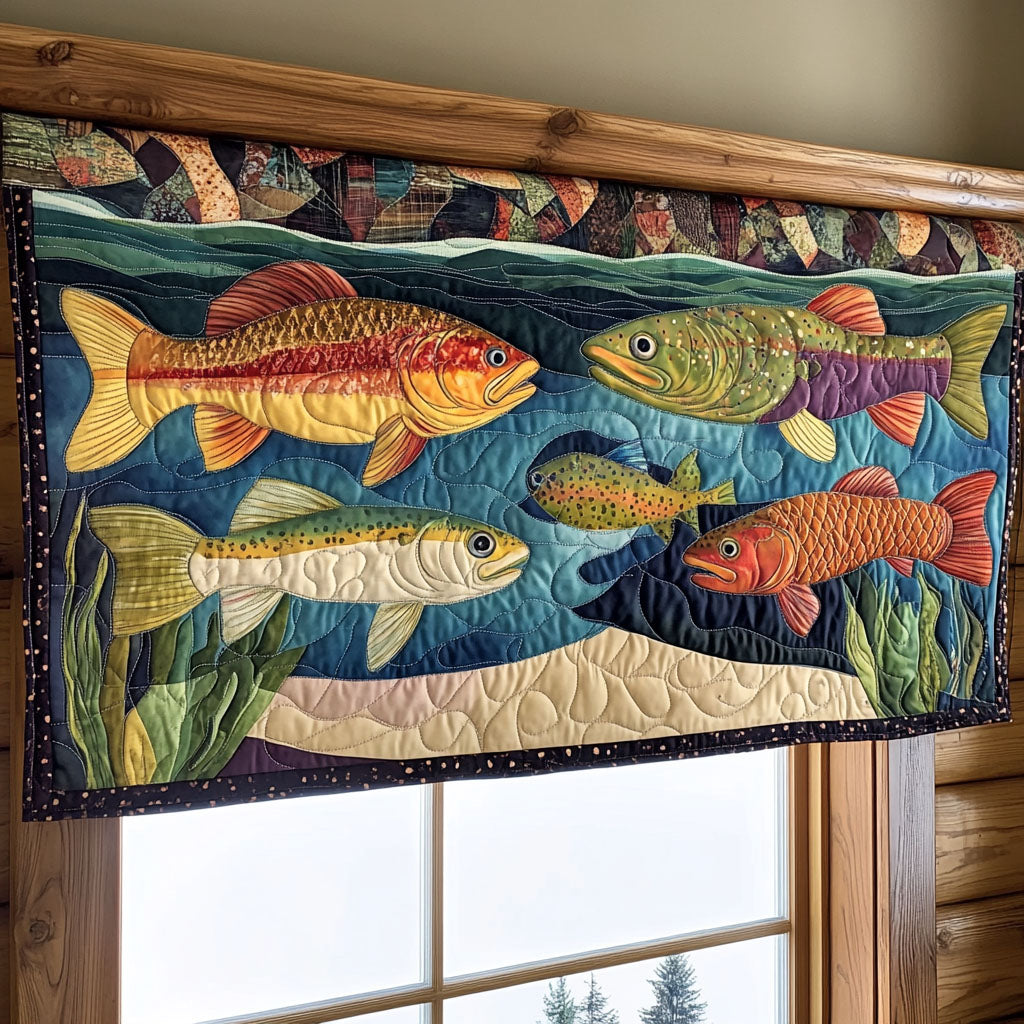 Brookside Bounty Quilted Valance Foyer Christmas Decor Fishing Gifts For Dad