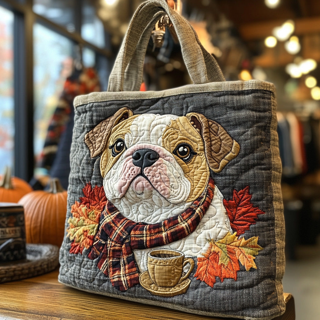 Bulldog in Flannel Quilted Tote Bag The Best Tote Bulldog Themed Gifts