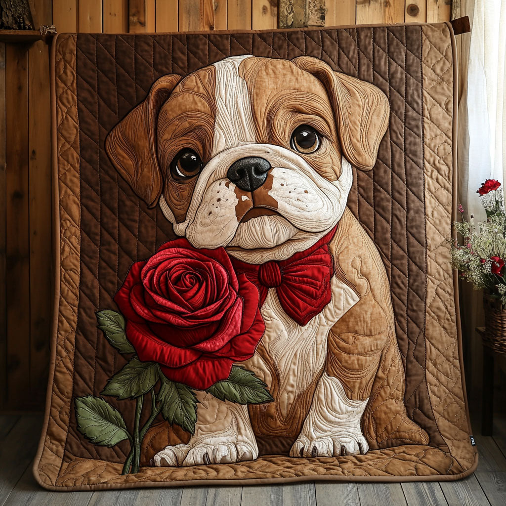 Bulldog Love Quilt Luxury Quilt Blanket Gift for Elegant Interiors