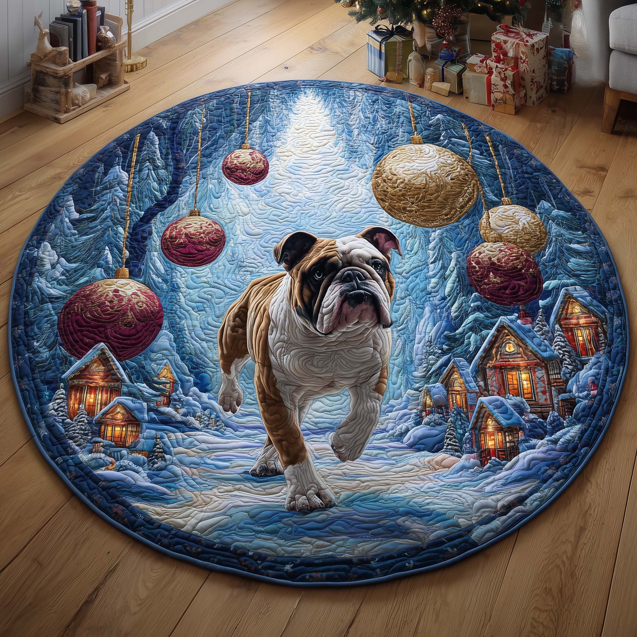 Bulldog Quilted Round Mat Gftoqm90 Comfortable Quilted Round Mat for Relaxing Moments