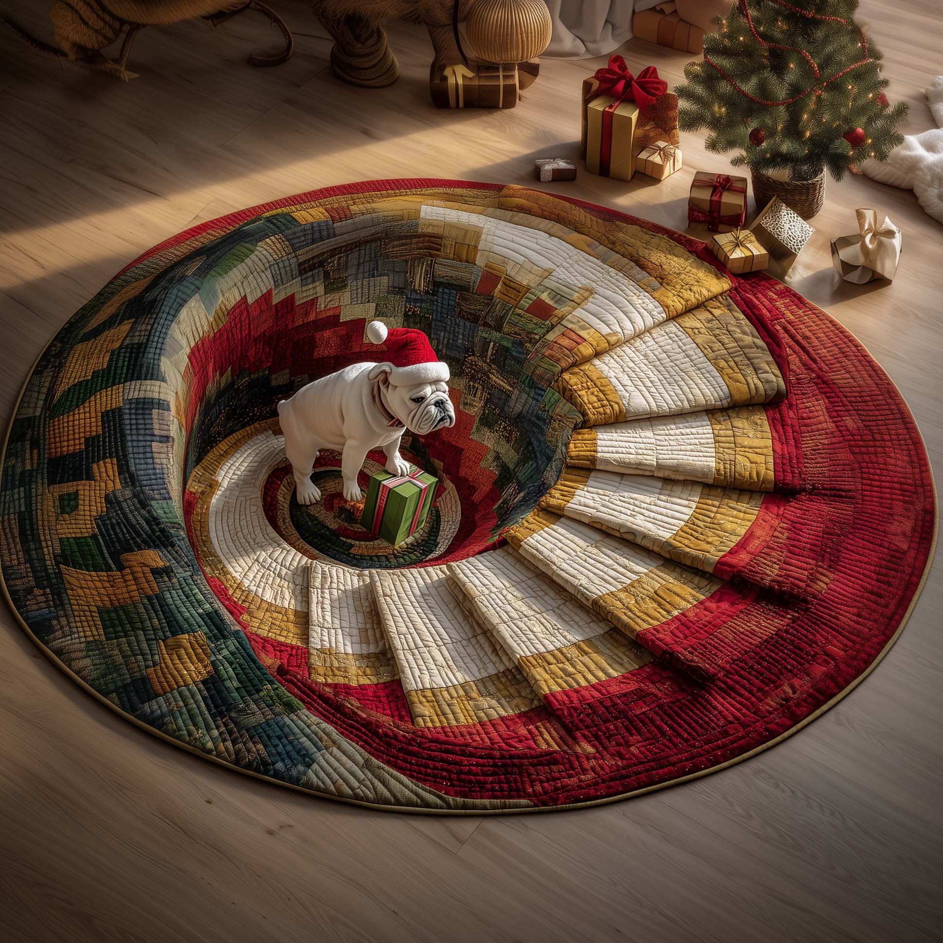 Bulldog Quilted Round Mat Gftoqm94 Soft Cotton Quilted Round Mat for Daily Comfort