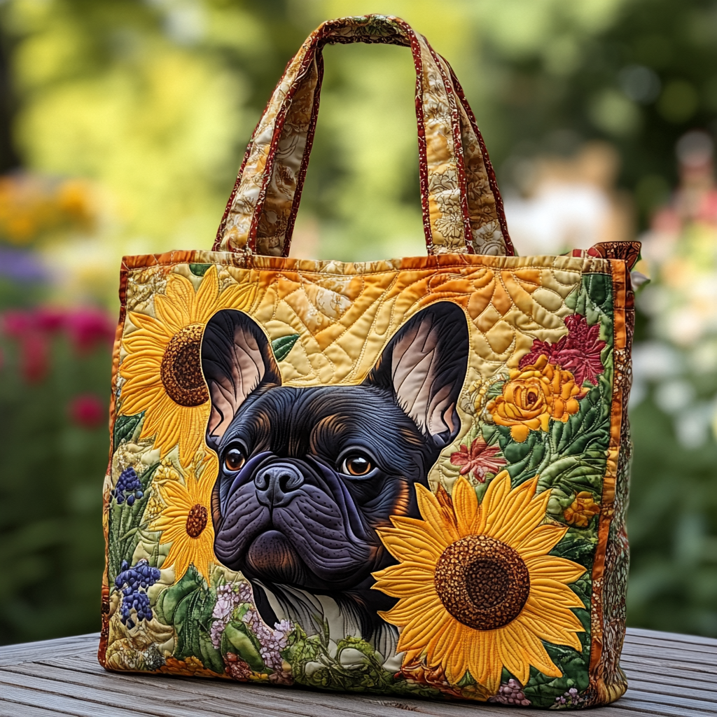 Bulldog Sunlight Quilted Tote Bag Cute Tote Bags Bulldog Owner Gifts