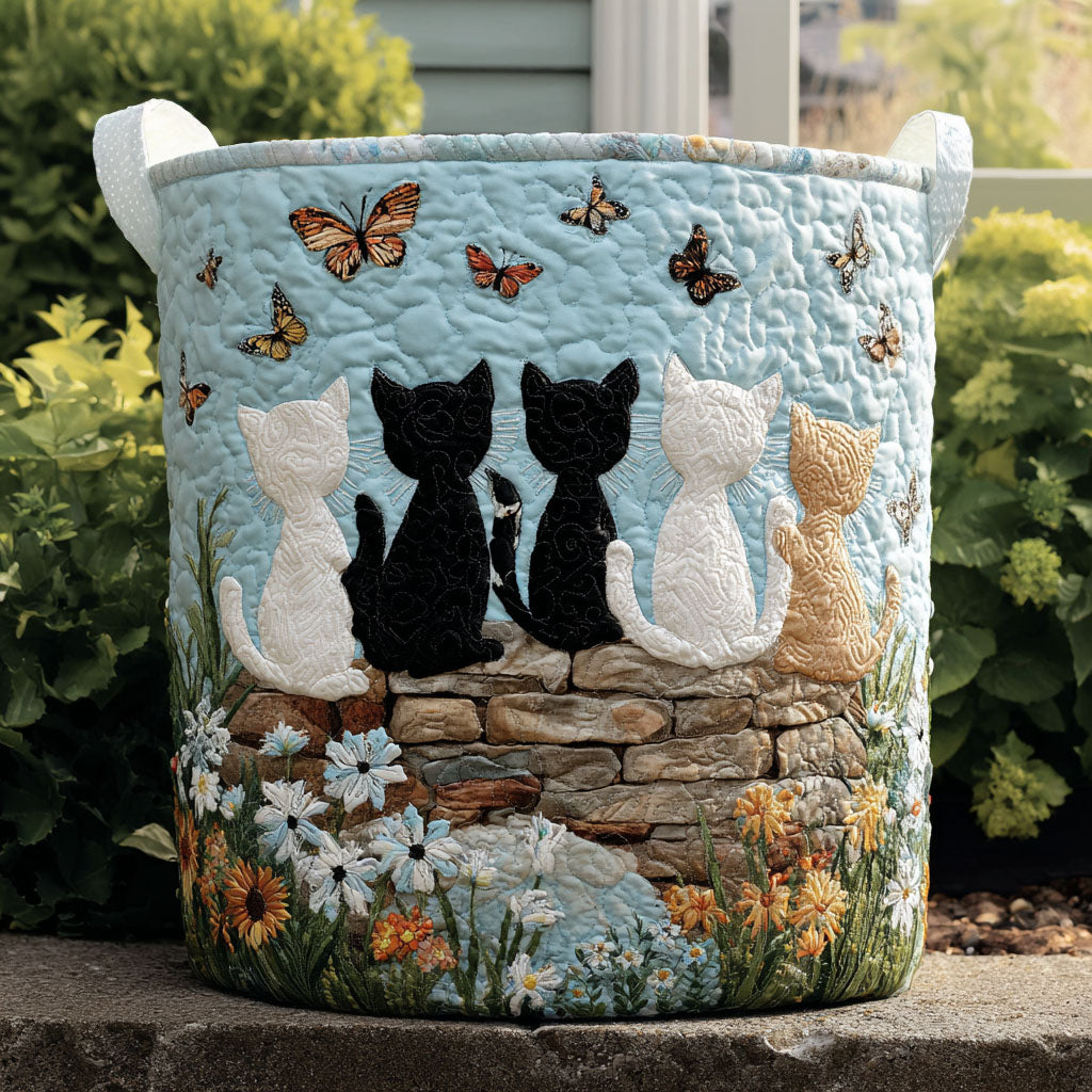 Butterfly Cats Quilted Laundry Basket Laundry Clothes Basket Gift Items For New Home