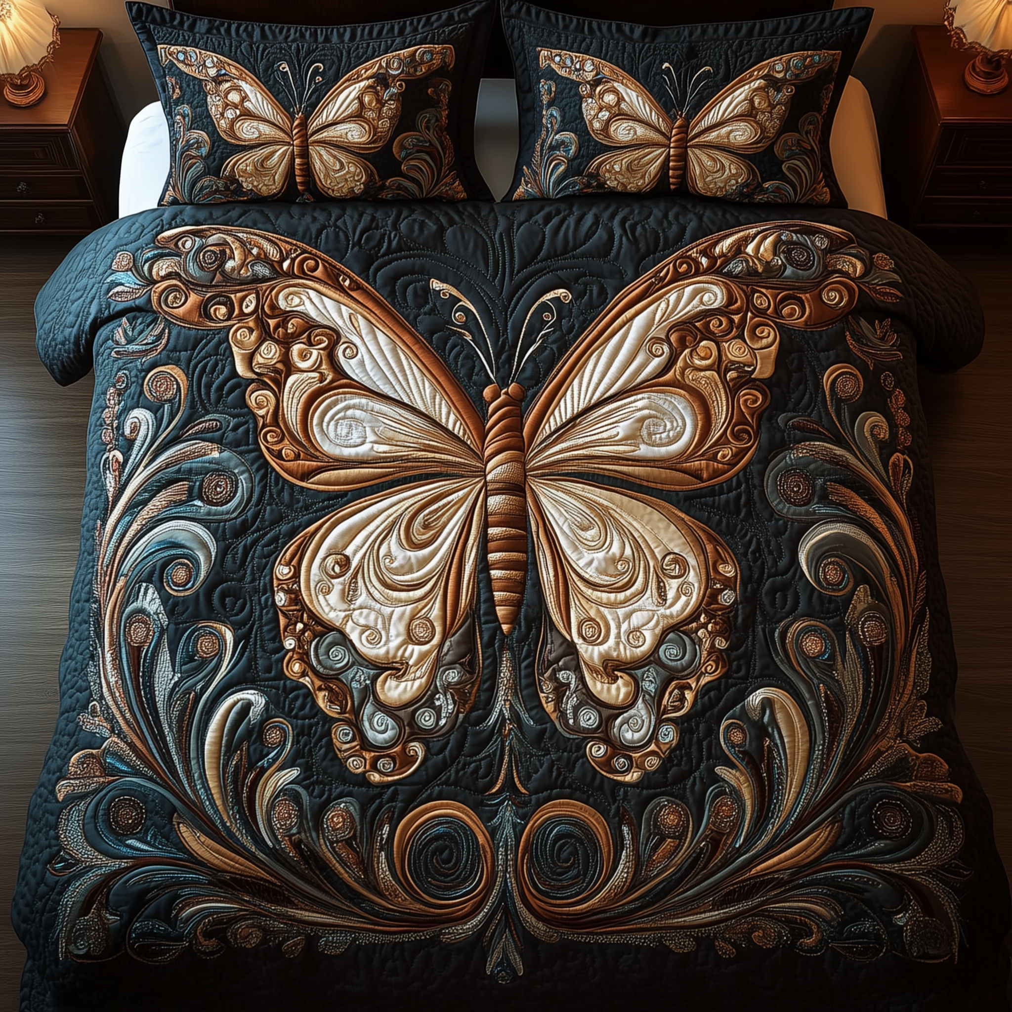 Butterfly Dreamscape Quilted Bedding Set Best King Sheets Butterfly Gifts For Women