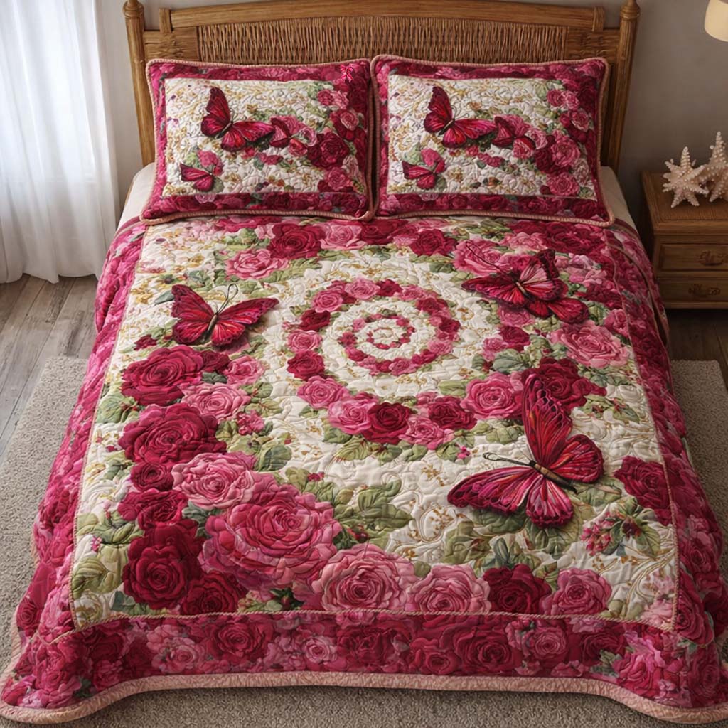 Butterfly Garden Quilted Bedding Set Bedspread Quilts Butterfly Themed Gifts For Adults