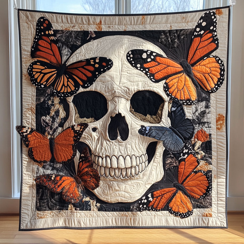 Butterfly Skull Quilt Soft Quilt Blanket to Add Style and Warmth